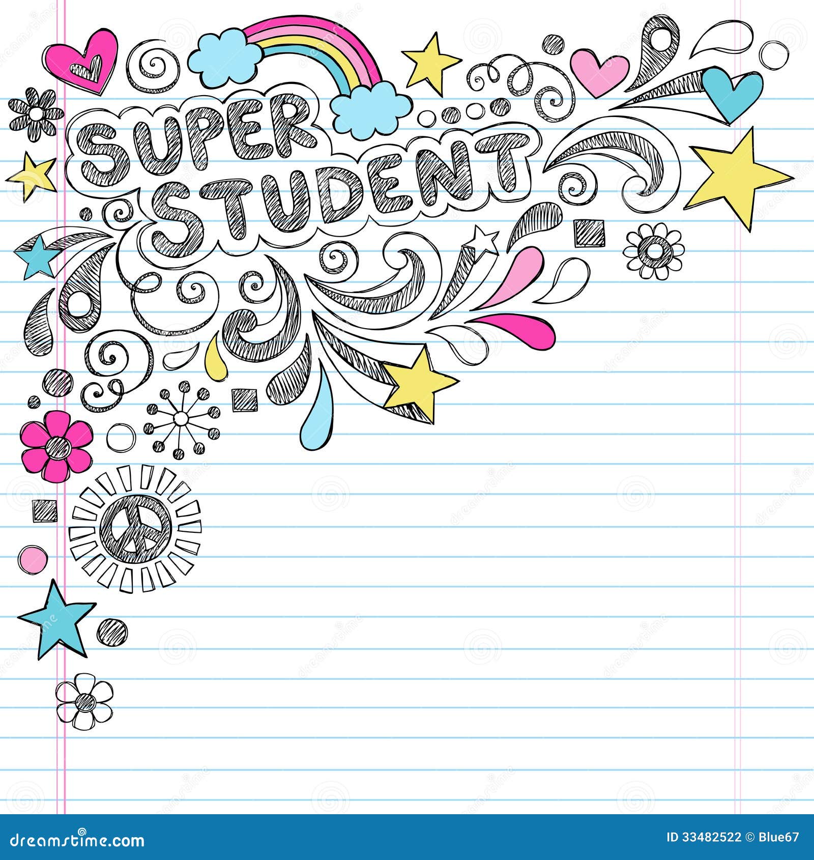Super Student Back To School Sketchy Doodles Vecto Stock Photography - Image: 334825221300 x 1390