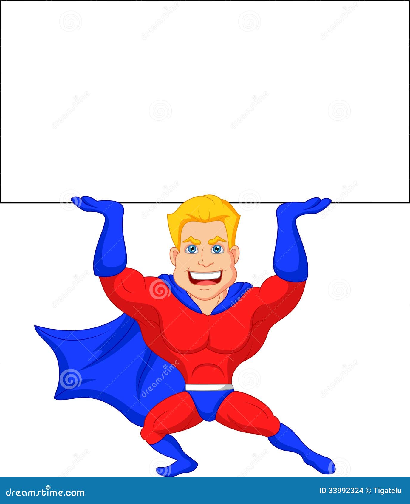 Superhero Cartoon With Blank Sign Stock Images  Image: 33992324