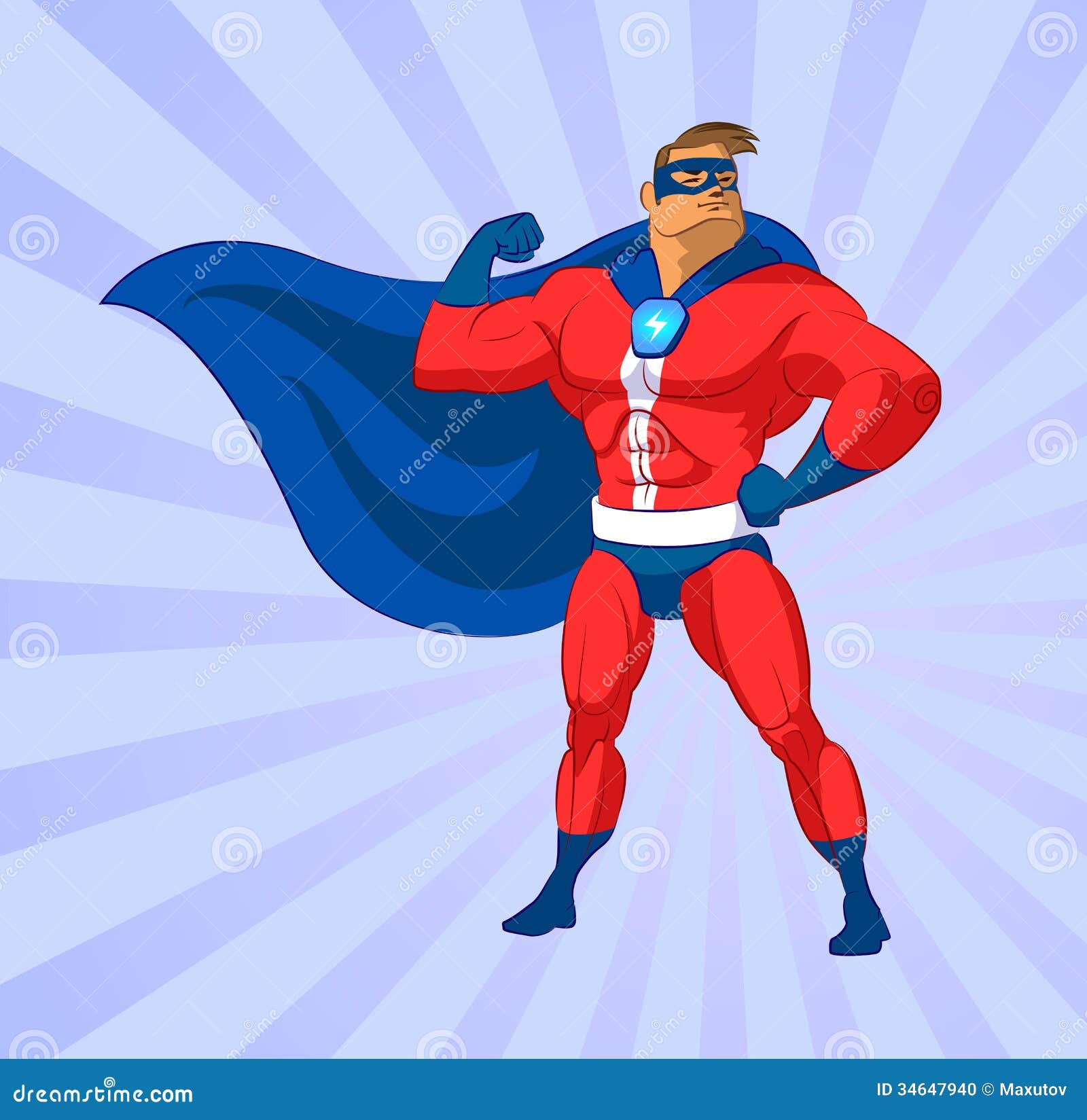 Superhero or superman flying. Vector illustration on background.