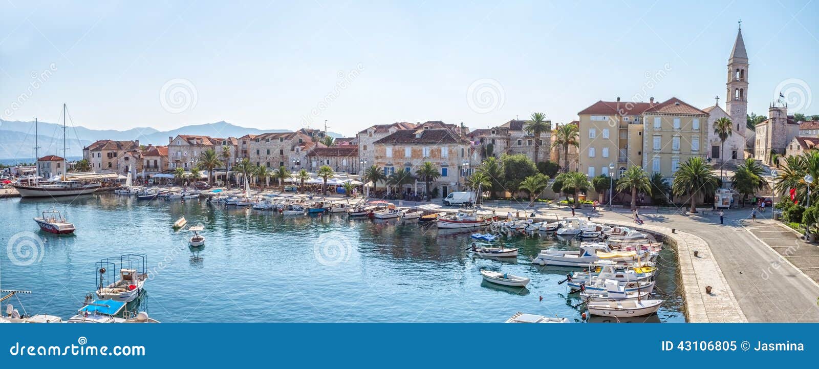 SUPETAR, CROATIA - JULY 24, 2014: Small port with fishing boats in the 