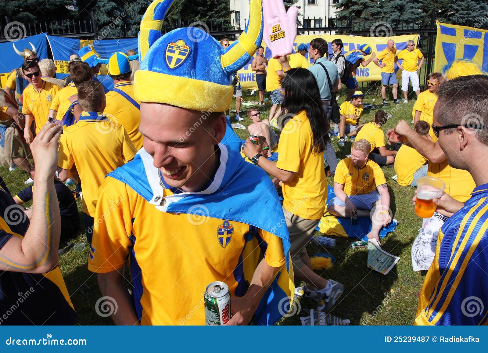 Swedish Football Fans Have Fun During Euro 2012 Editorial