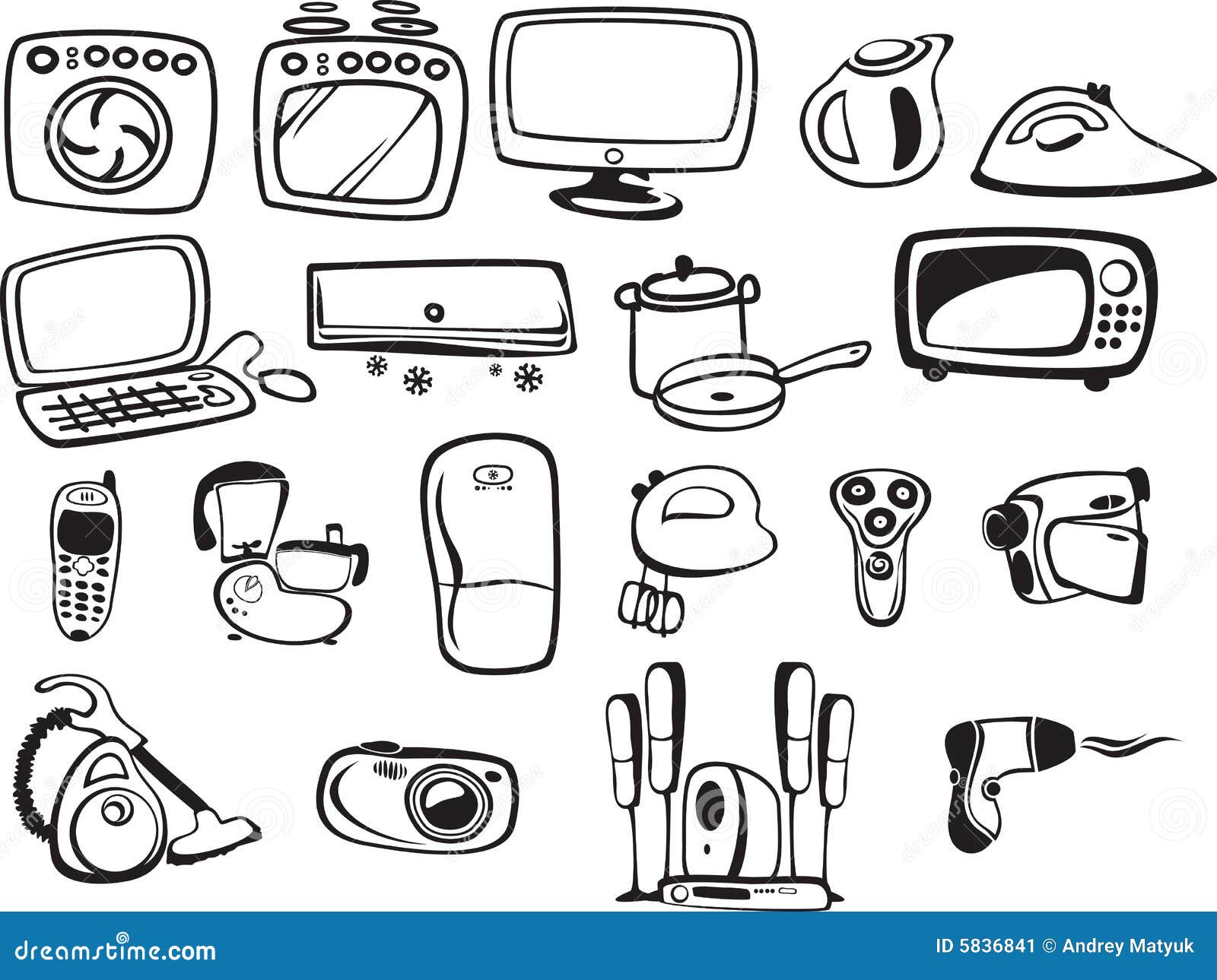 Symbols Of Household Appliances And Electronic Stock Image - Image ...