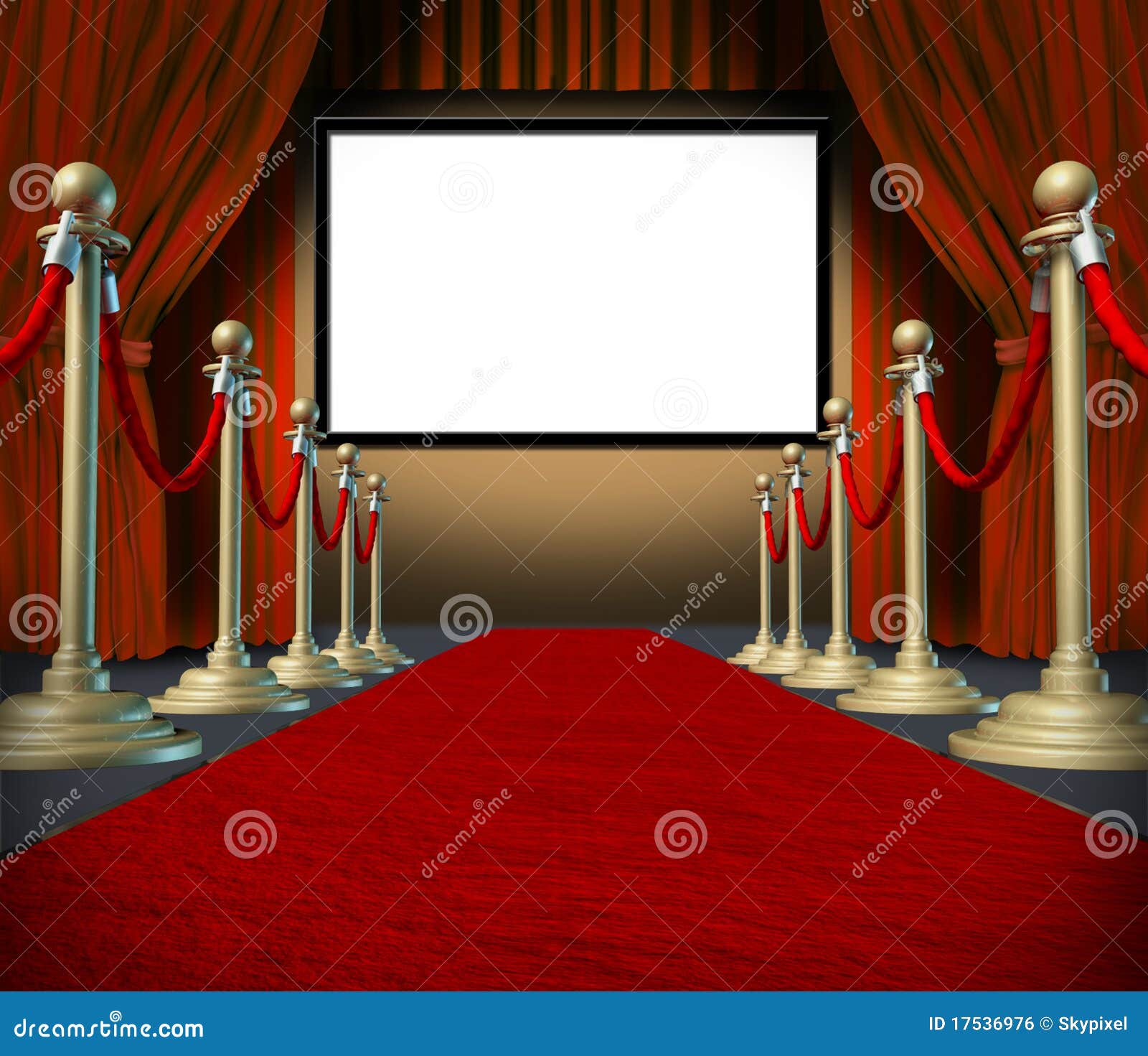 Affichage rouge de tapis rouge de rideaux en blanc d'Ã©tape de cinÃ©ma ...