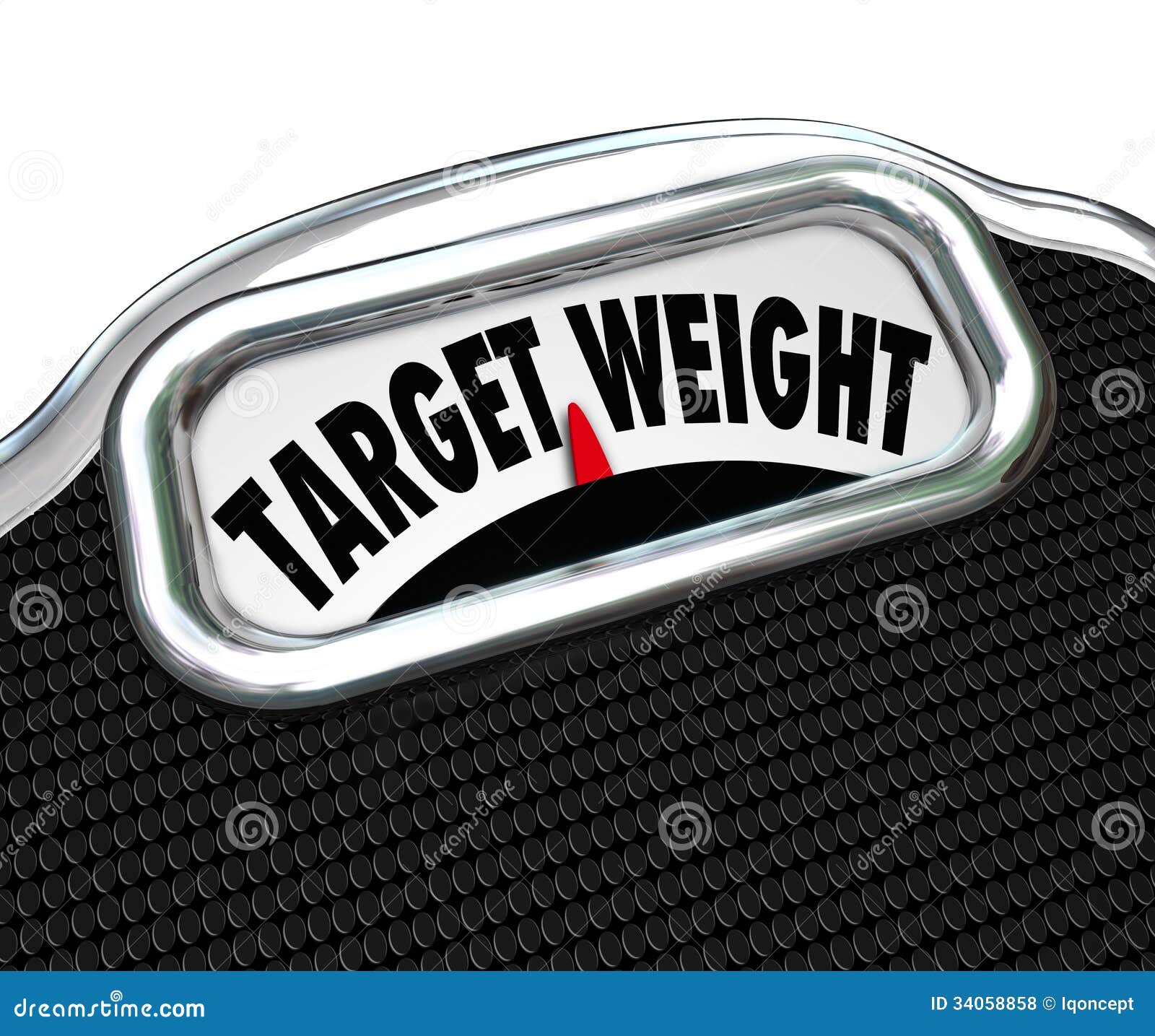 The words Target Weight on a scale display to illustrate weightloss ...