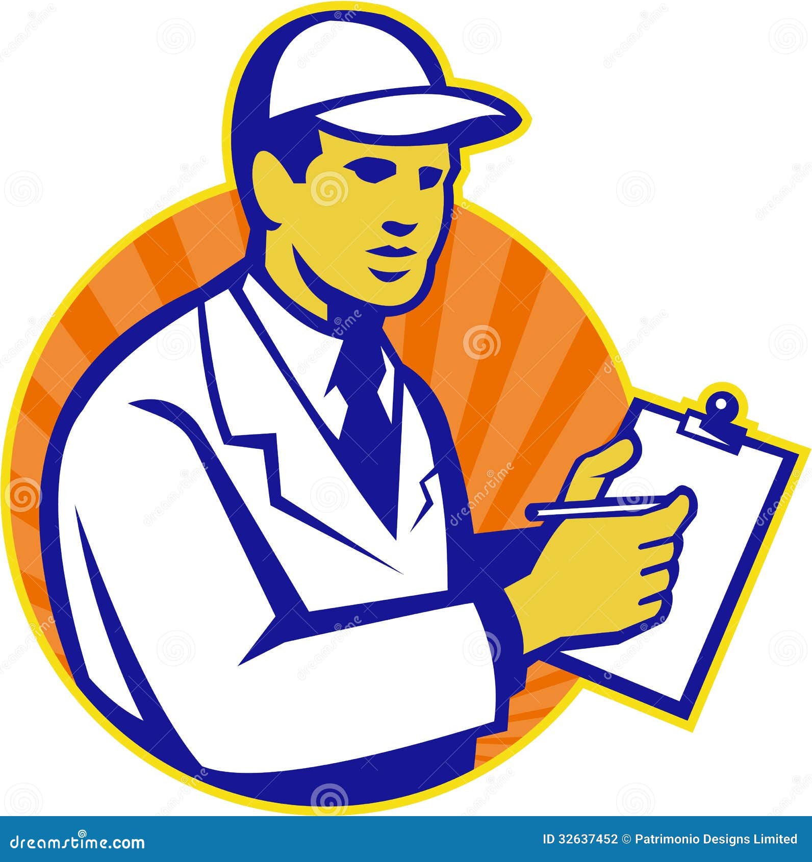 Technician Inspector Worker Clipboard Retro Stock Photography Image