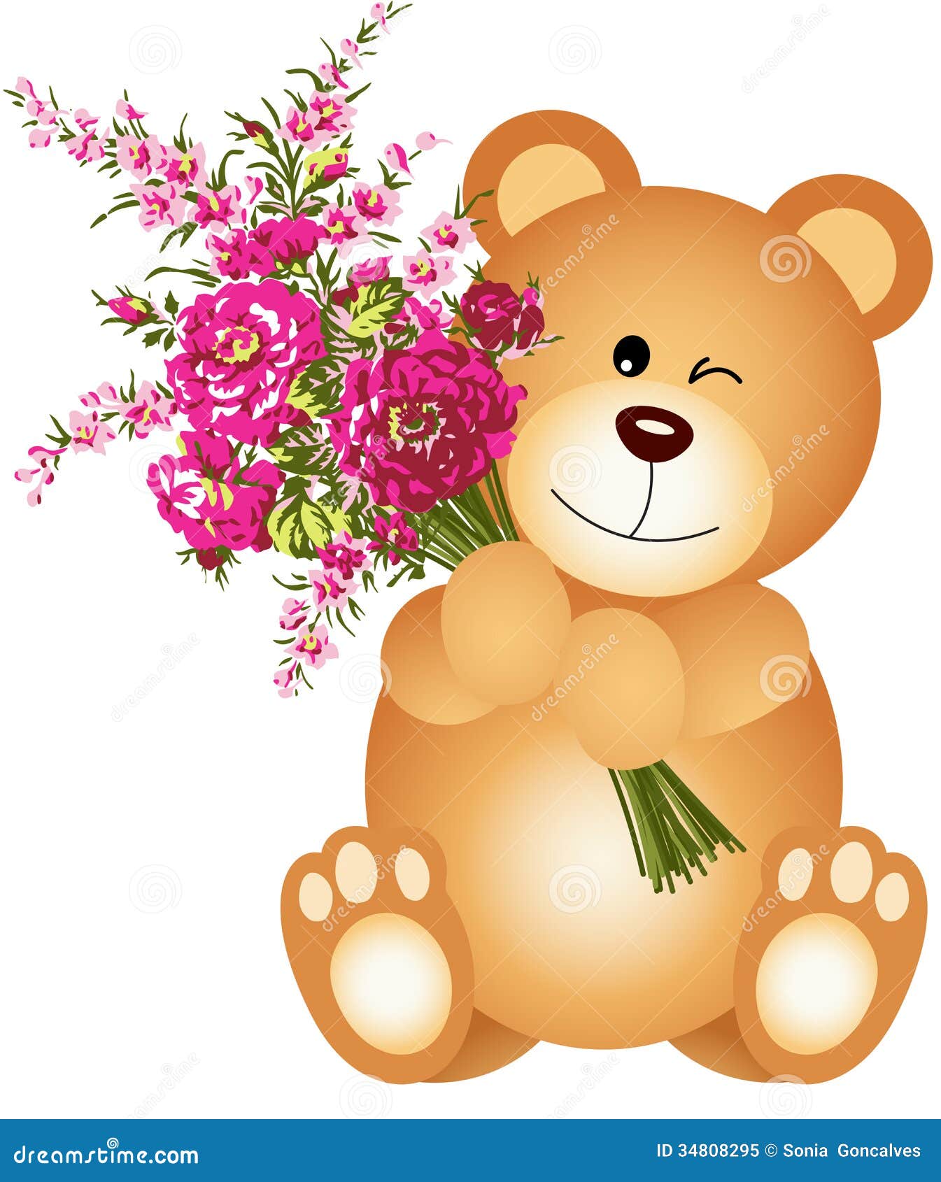 teddy bear with flowers clipart - photo #27