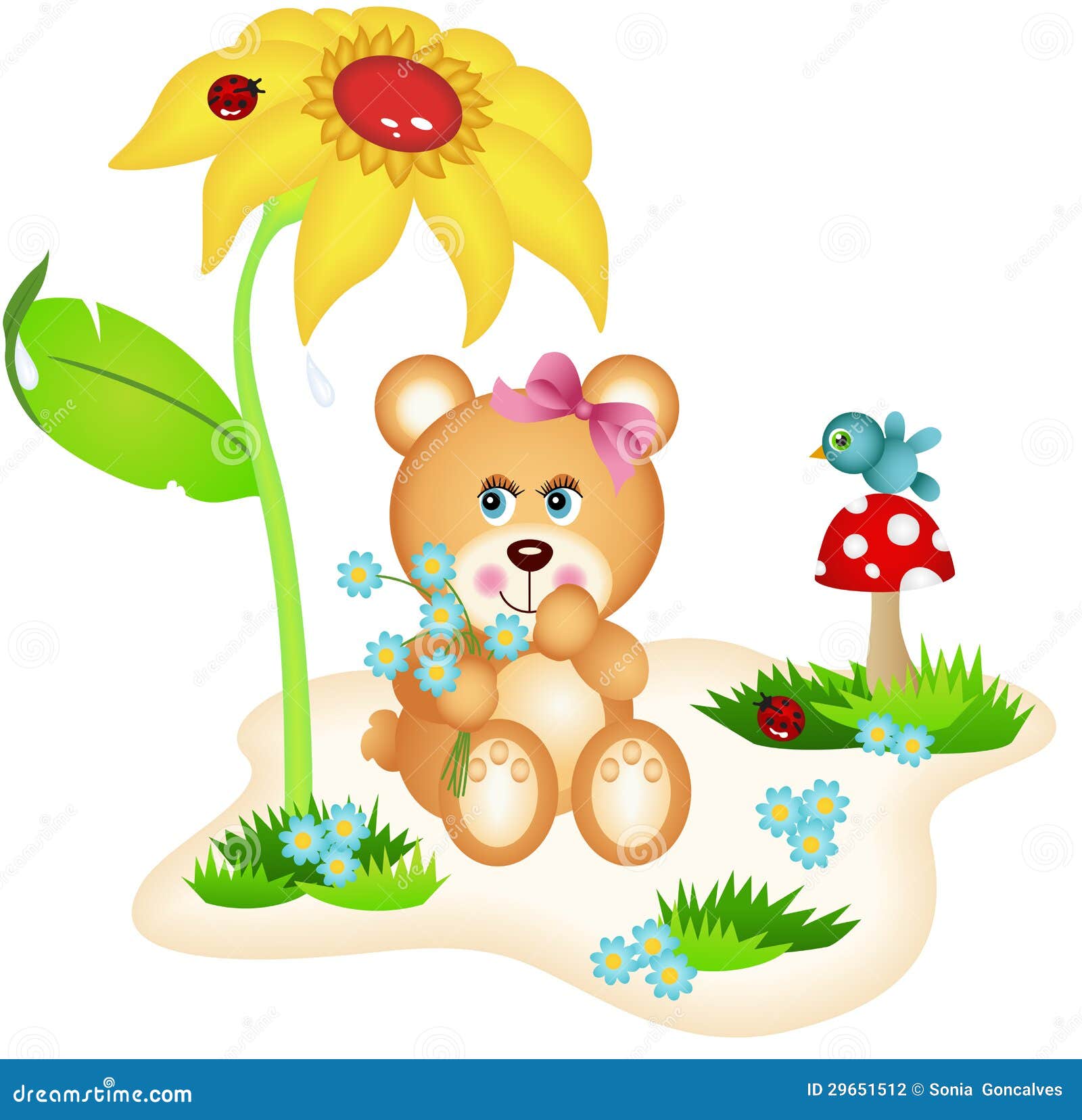 teddy bear with flowers clipart - photo #20