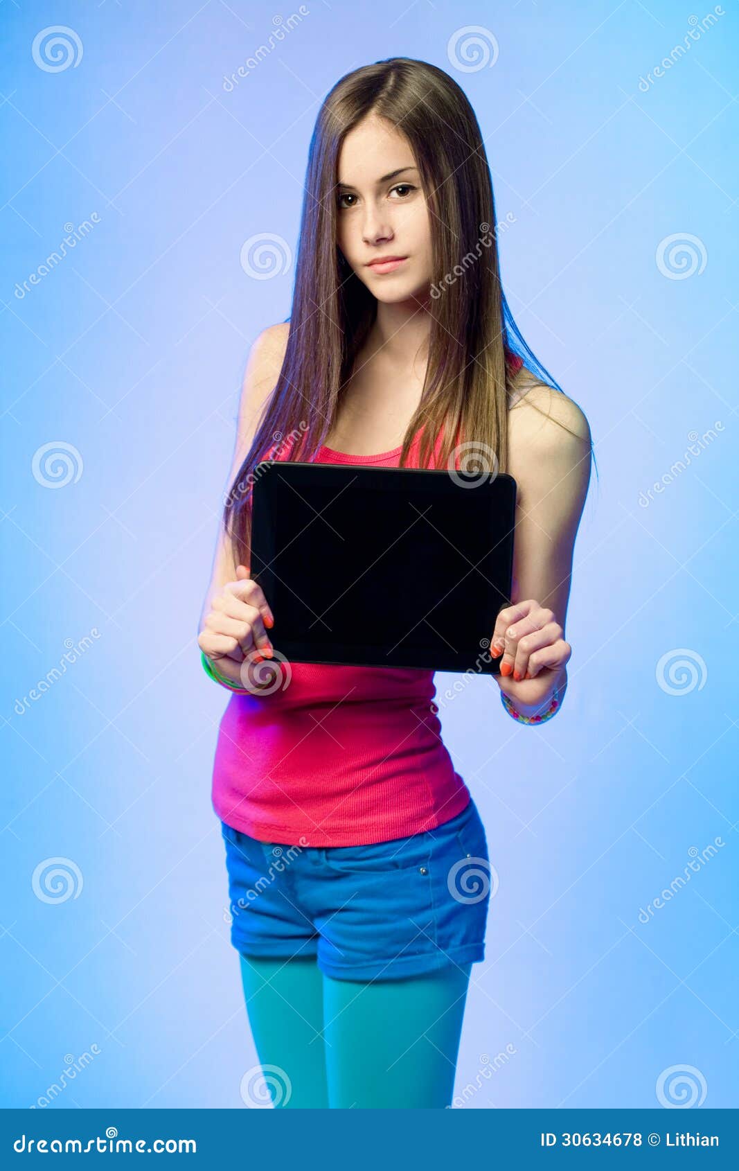 Teen Cutie With Tablet For Copy Space Royalty Free S