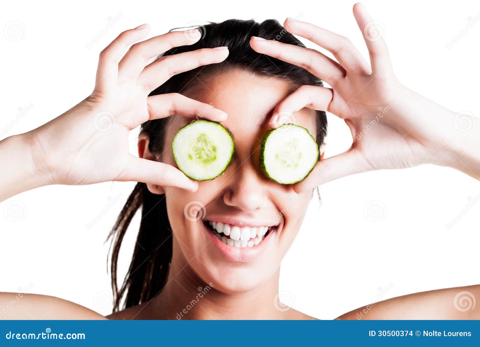 A Teen Girl With Cucumbers On Eyes Stock Images Image 30500374