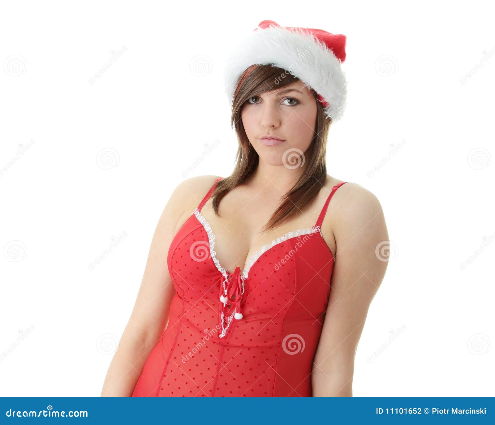 Teen Woman Wearing Santa Hat Stock Photography Im