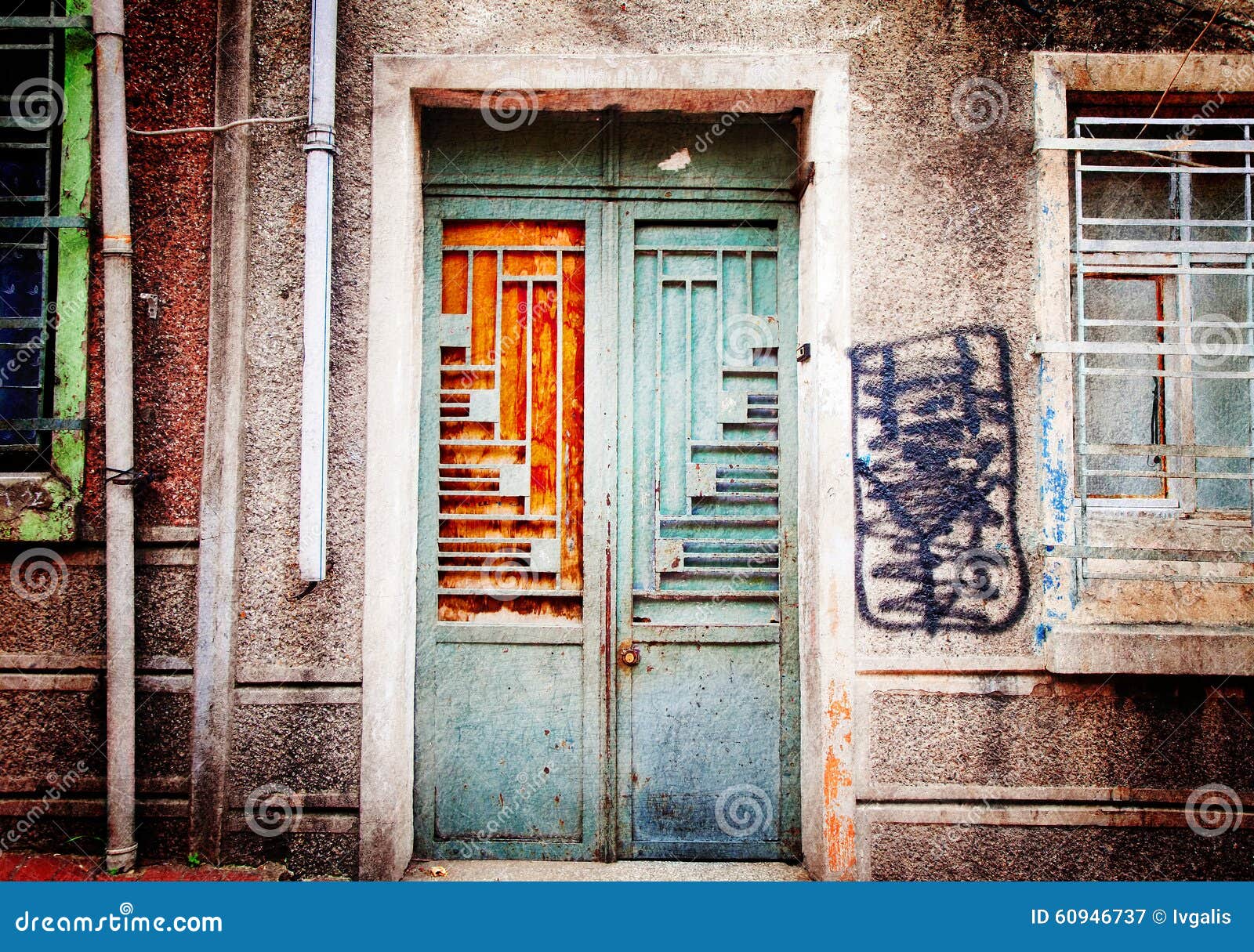 1004 #AF5E1C Painted Metal Door And A Fragment Of Old Building Wall (textured Toned save image Painting Metal Doors 47471300