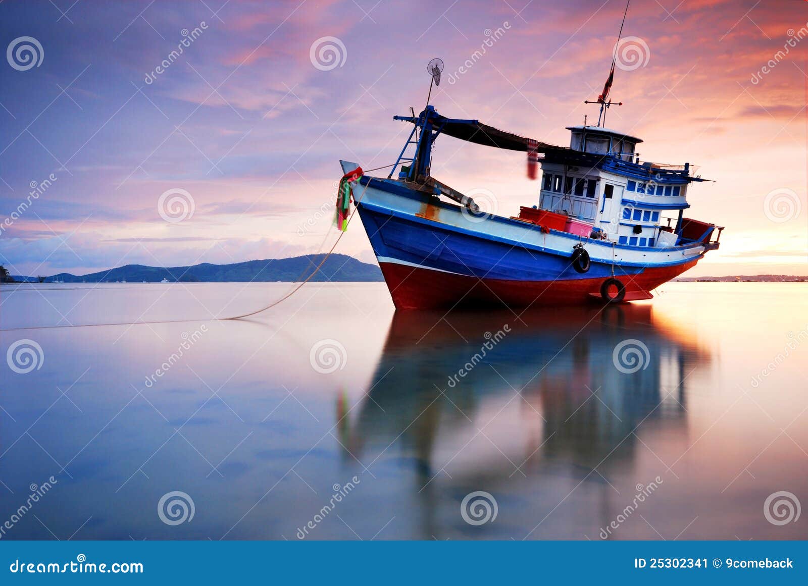 Thai fishing boat used as a vehicle for finding fish in the sea.at 