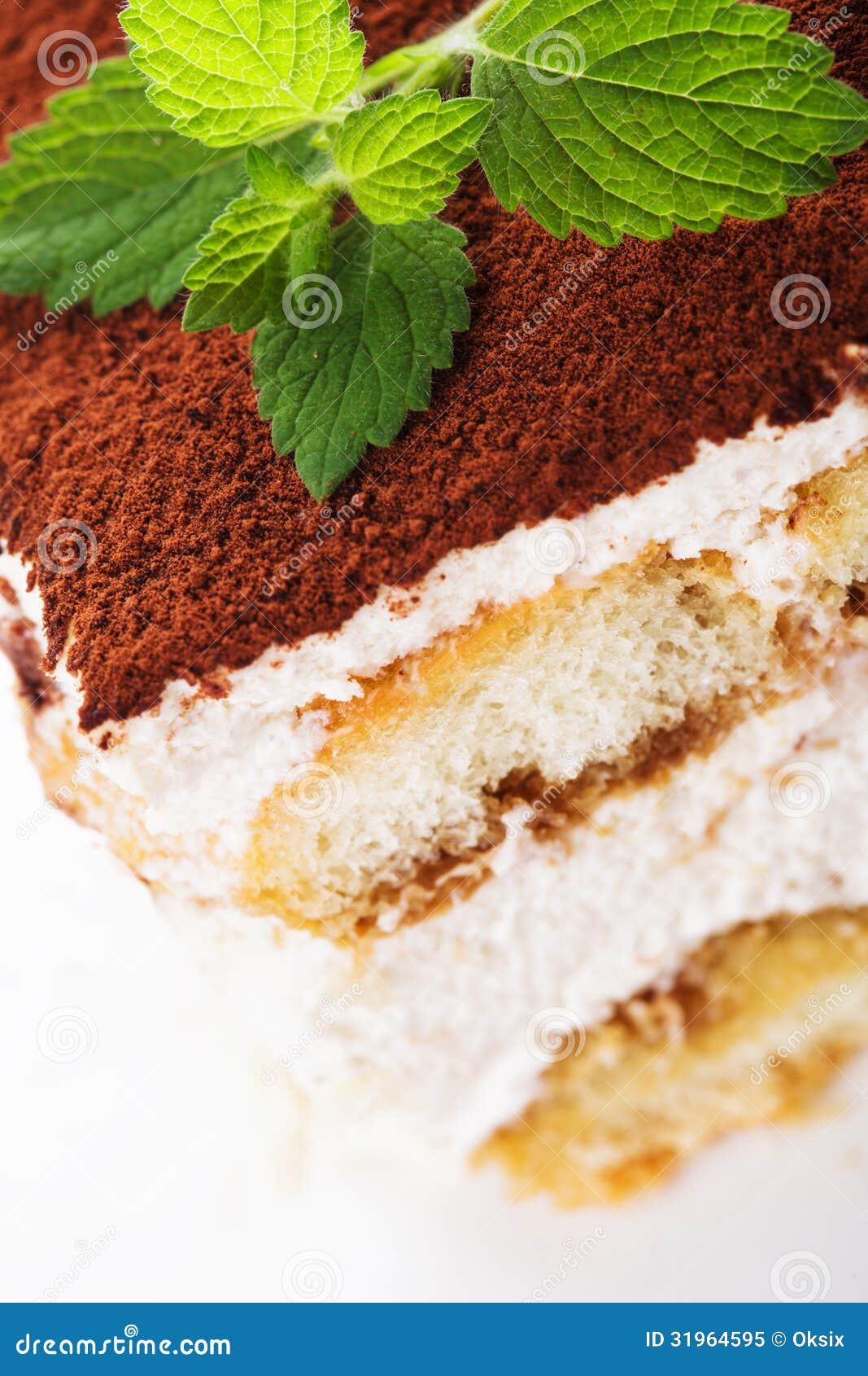 up tiramisu slice view cake cake the on slice,  plate. close Tiramisu