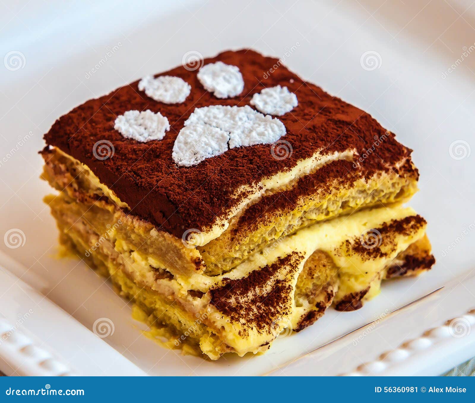 decorated of paws cake with Tiramisu nearby Closeup piece   sweet  of tiramisu a