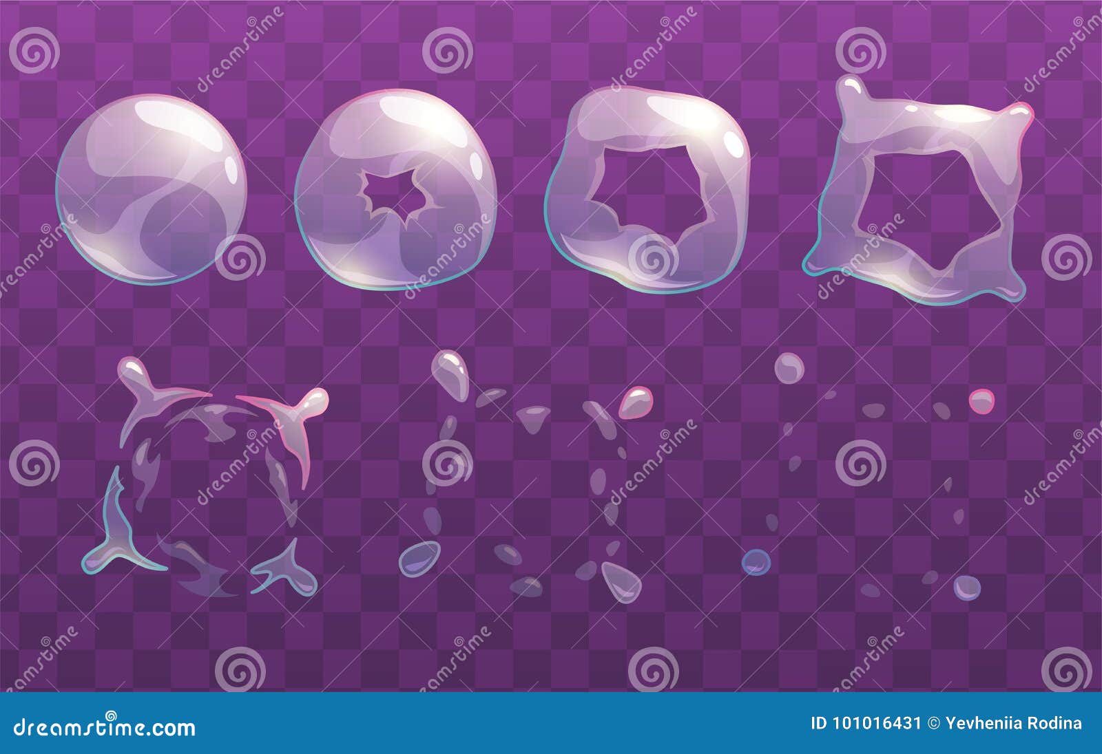 Transparent Soap Bubble Burst Sprites Stock Vector Illustration Of