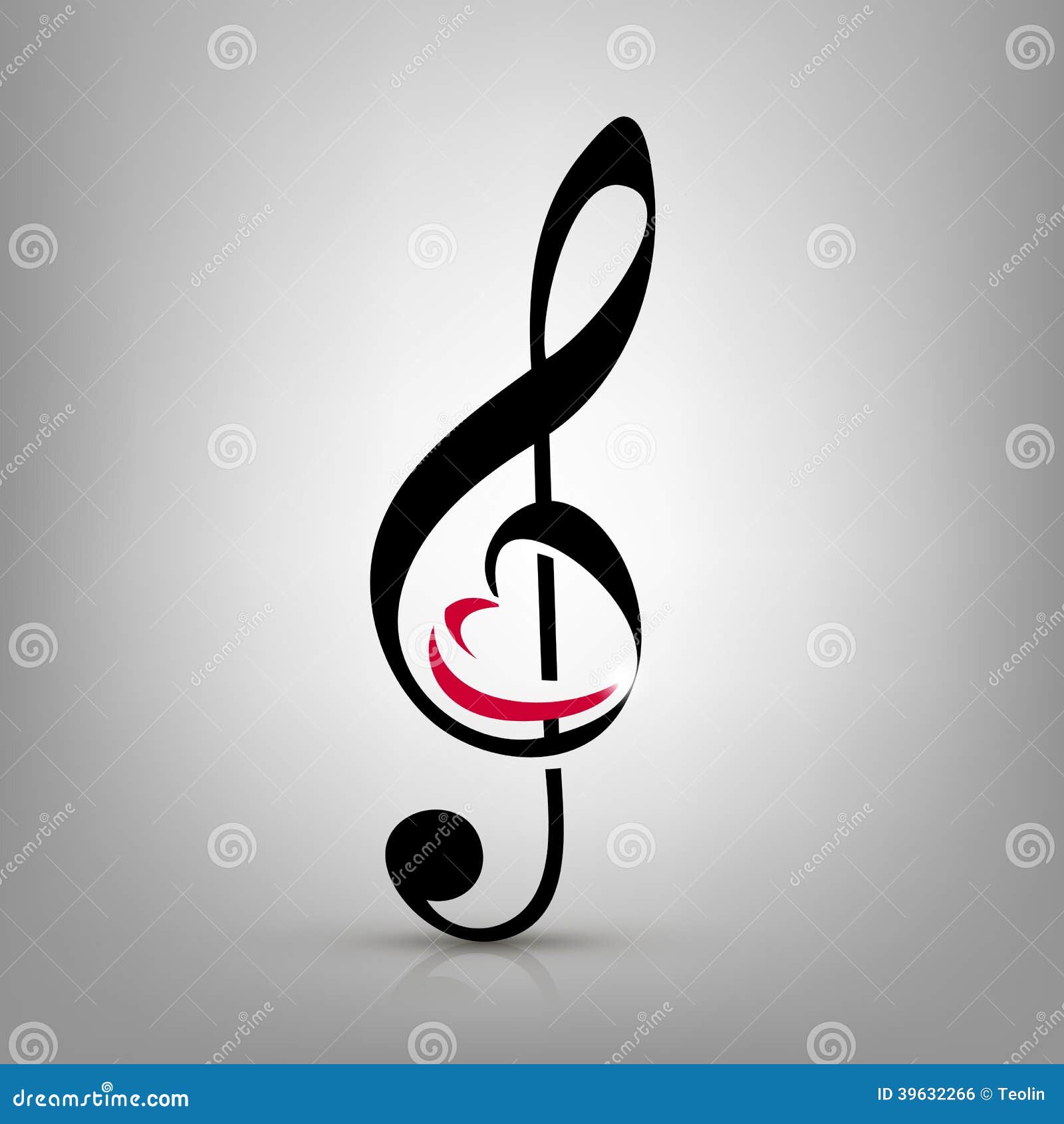 treble clef with an illustration of a heart shaped stock treble clef with an illustration of a heart shaped stock