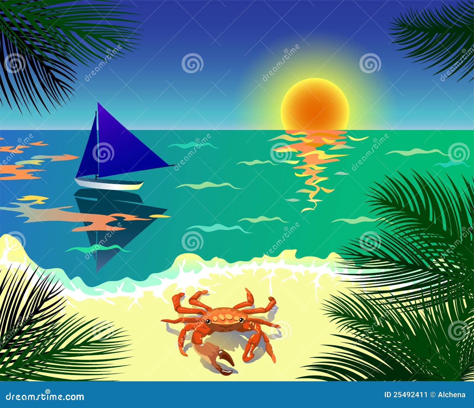 Tropical Beach - Vector Illustration Stock Image - Image: 25492411