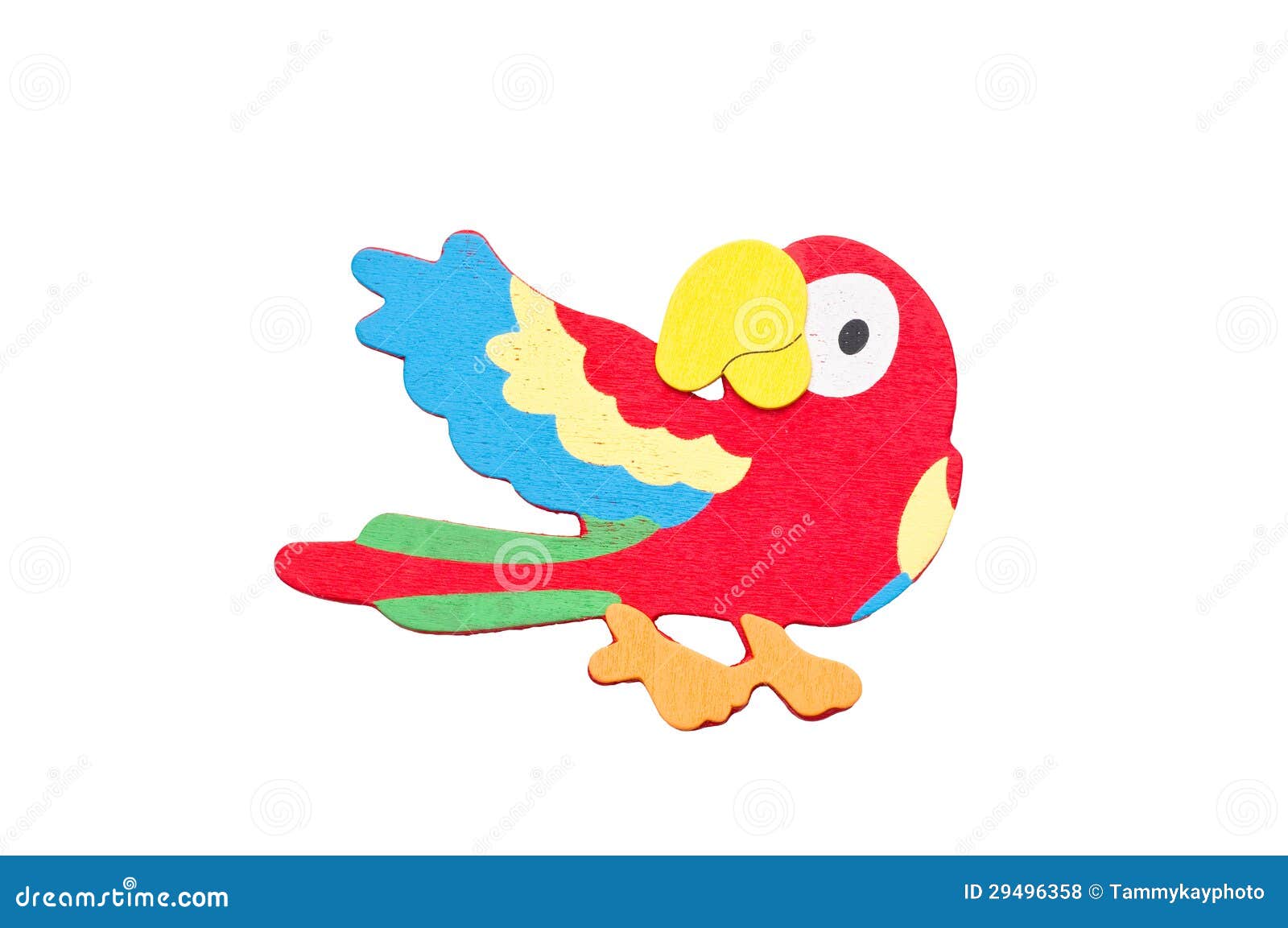 3d Tropical parrot isolated on white background.