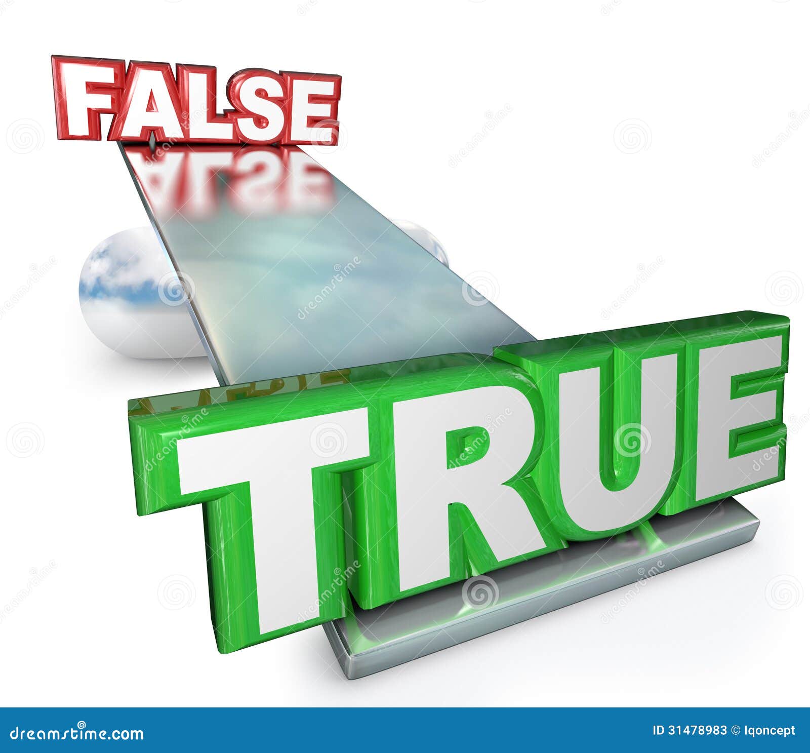 The words True and False on a see-saw balance to illustrated that the 