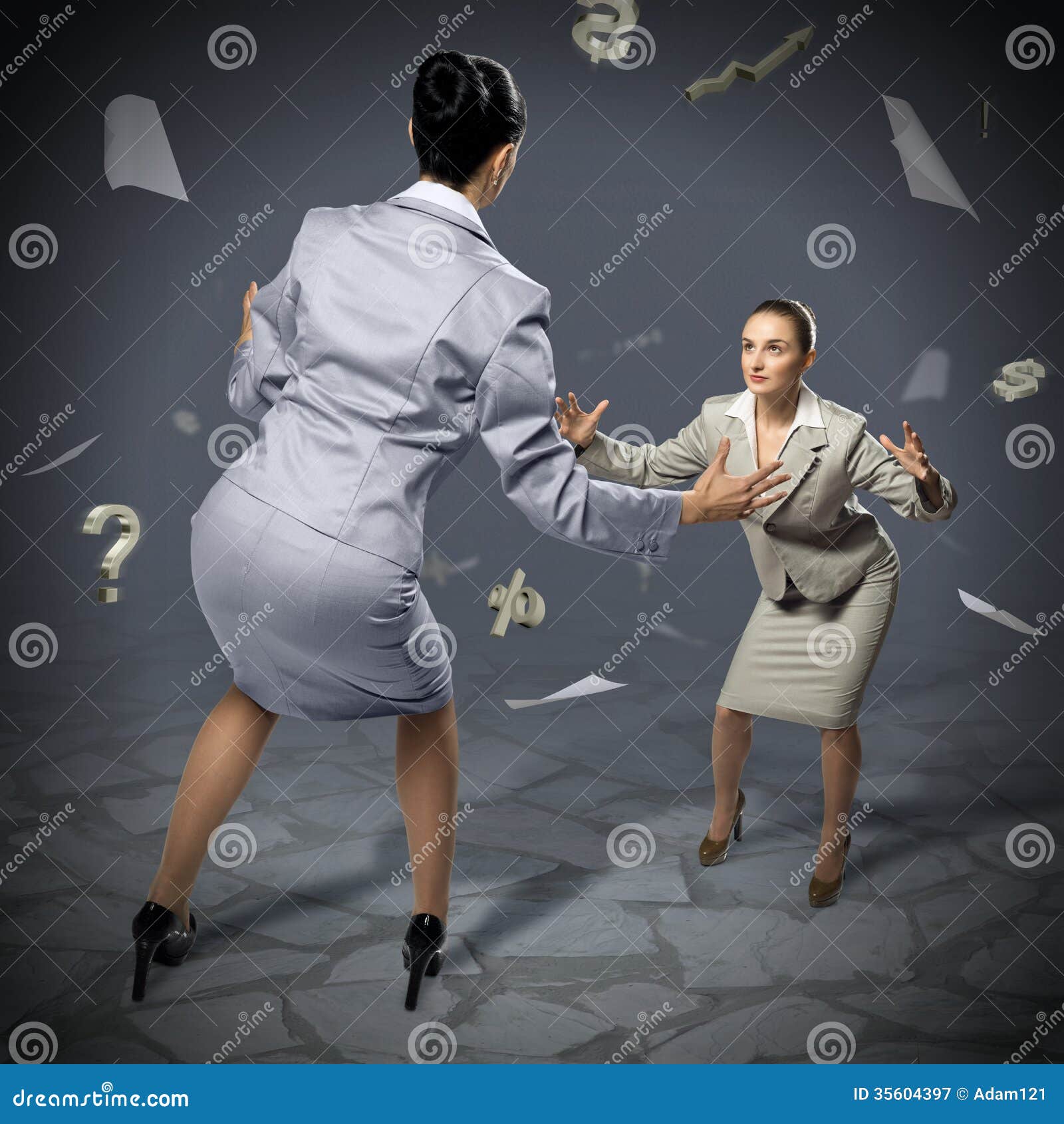 Two Businesswomen Fighting As Sumoist Royalty Free Stock