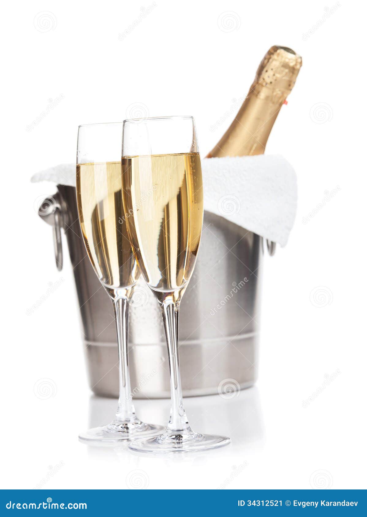  Champagne Glasses And Bottle In Bucket Stock Image  Image: 34312521