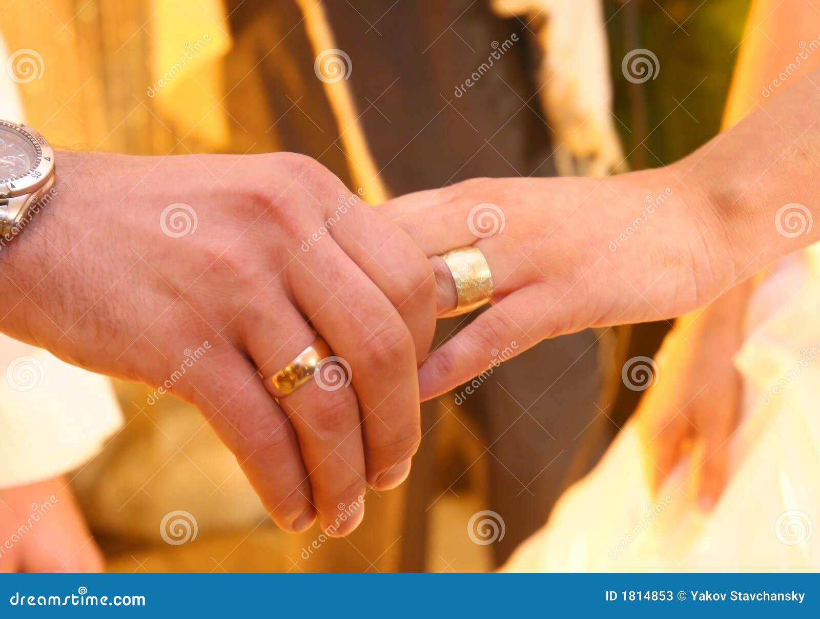 ... holds the woman-bride for a hand. At both on hands wedding rings