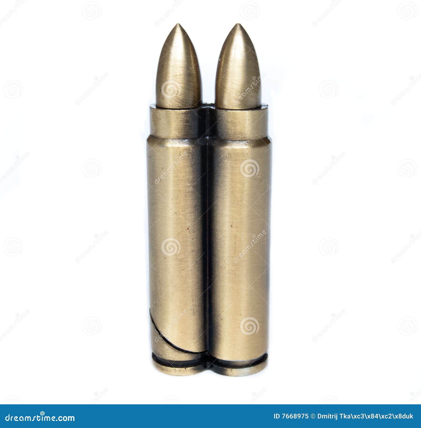 Two Rounds Of Ammunition On White Background Two Rounds Of Ammunition Royalty Free Stock Photo Image