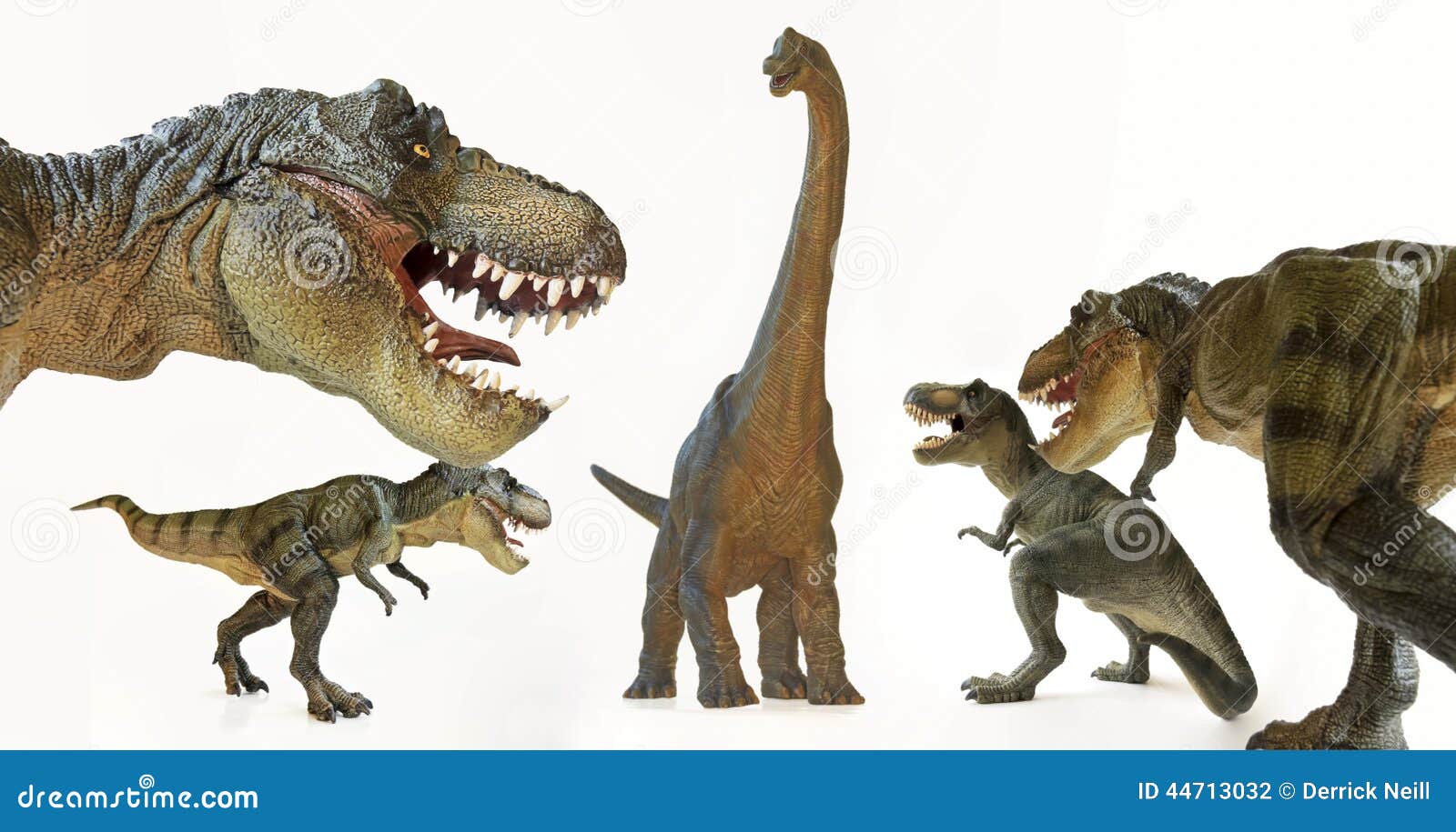A Tyrannosaurus Rex Pack Menaces A Brachiosaurus Stock Illustration - Image: 44713032