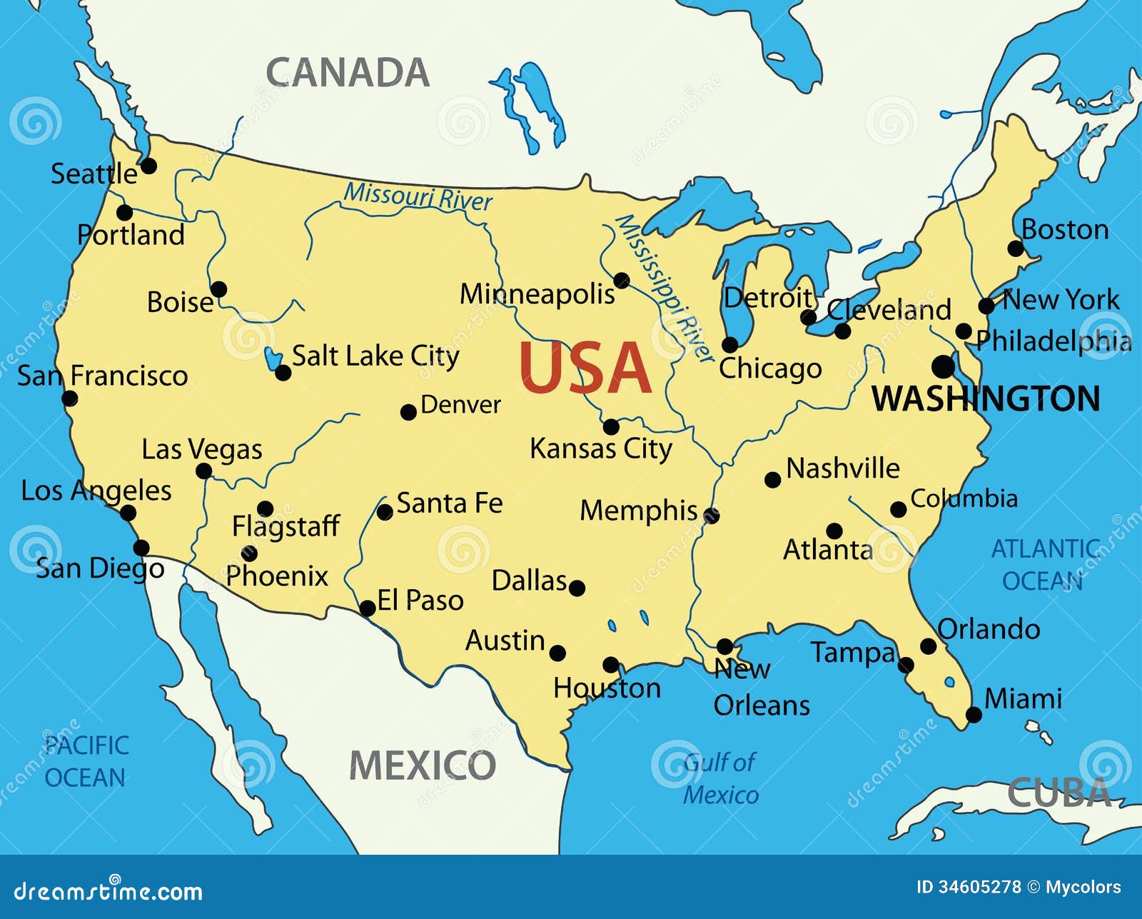 The United States Of America Vector Map Royalty Free Stock Photos