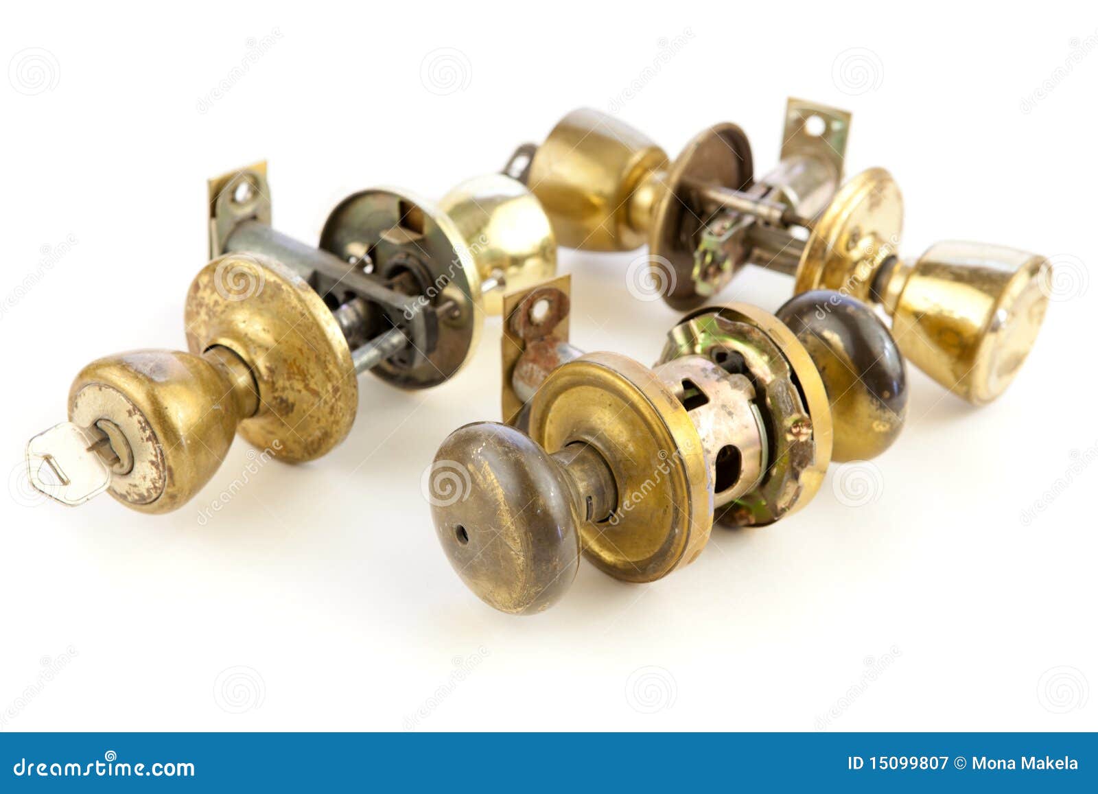Used Old Door Locks & Knobs Royalty Free Stock Photography Image