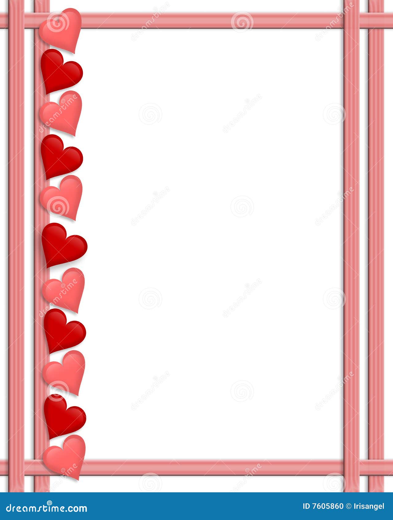 ... border, Valentine card or invitation with pink and red hearts. Copy