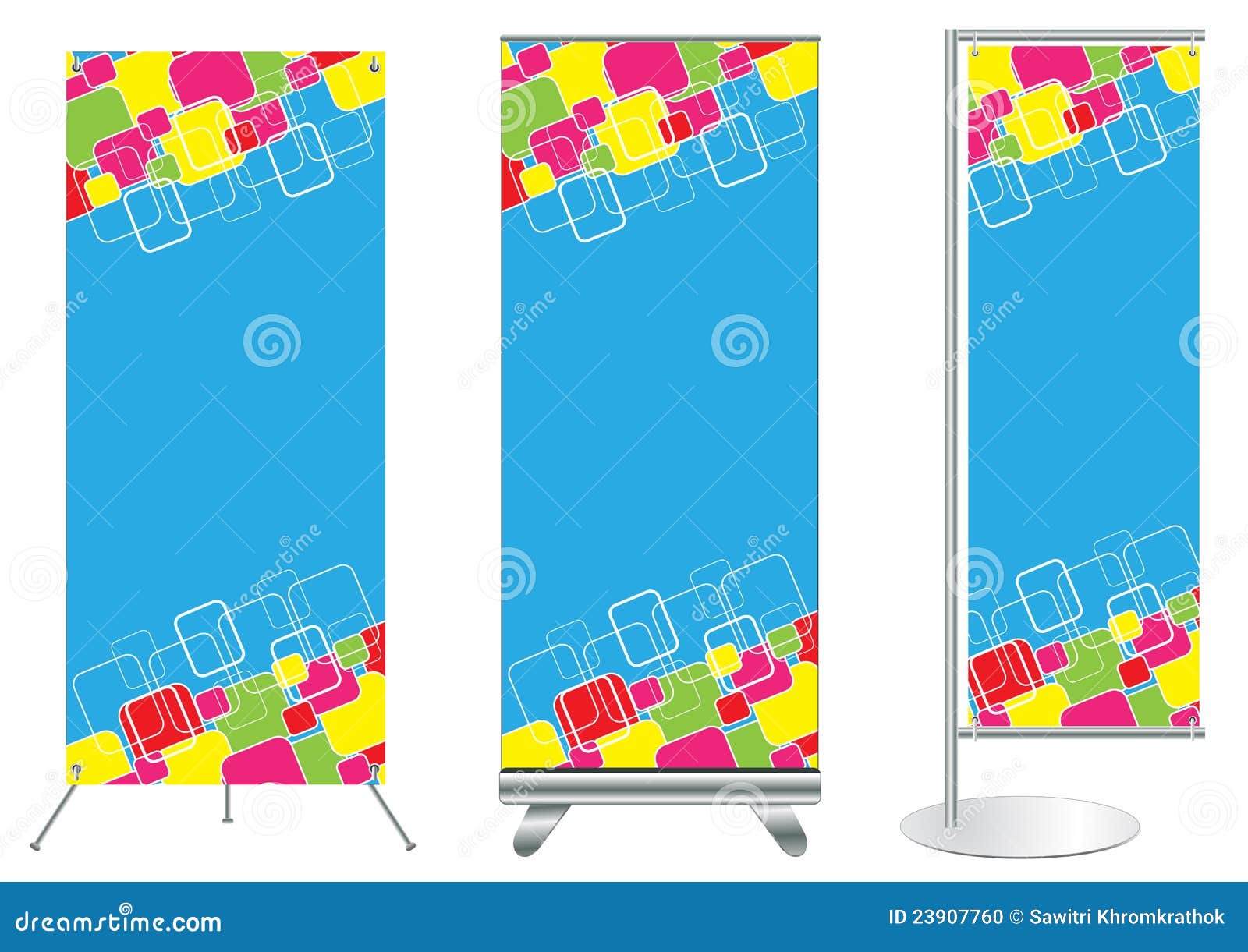 Vector banner stand display with identity background ready for use.