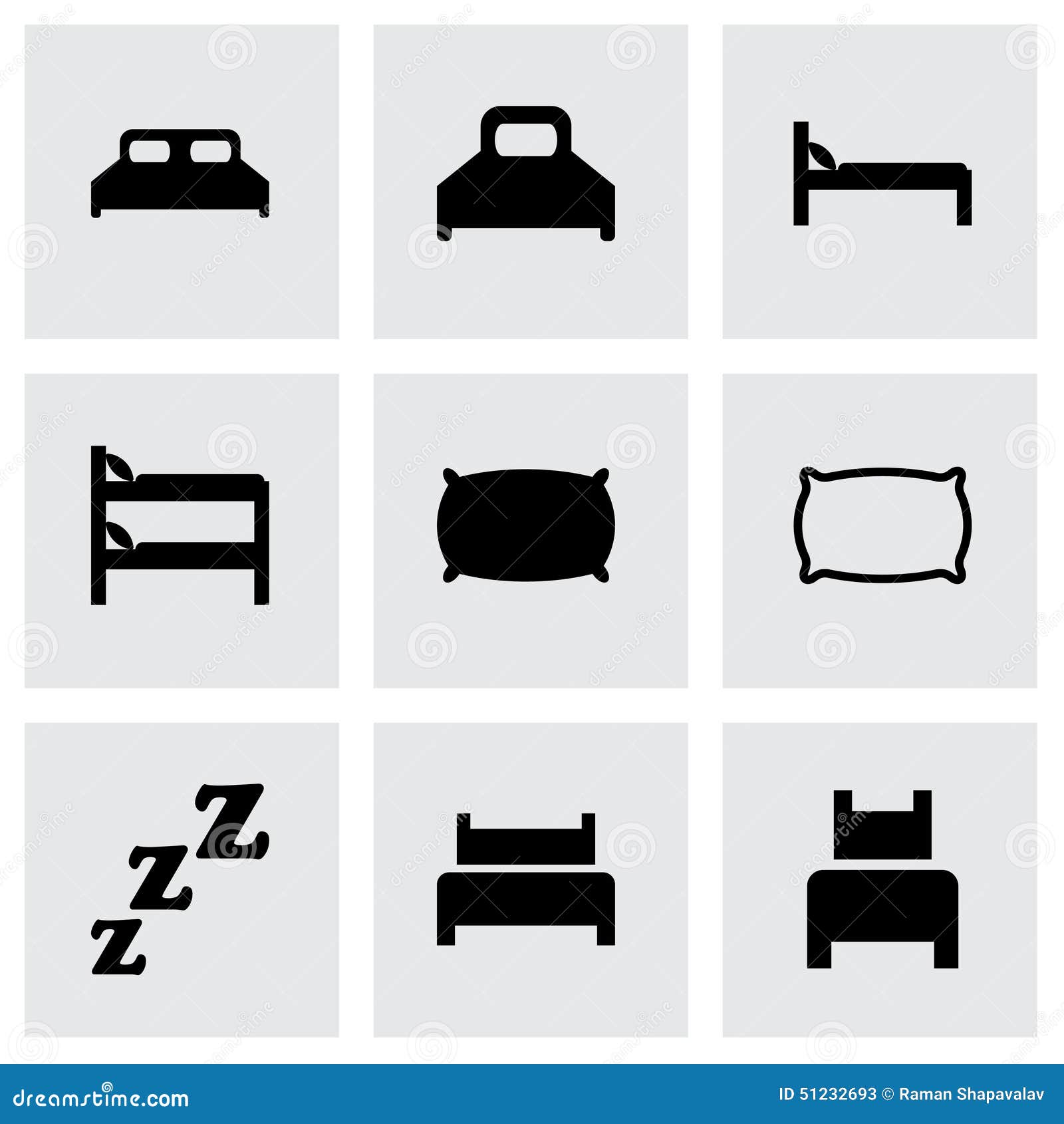 Vector Bed Icon Set Stock Vector - Image: 51232693