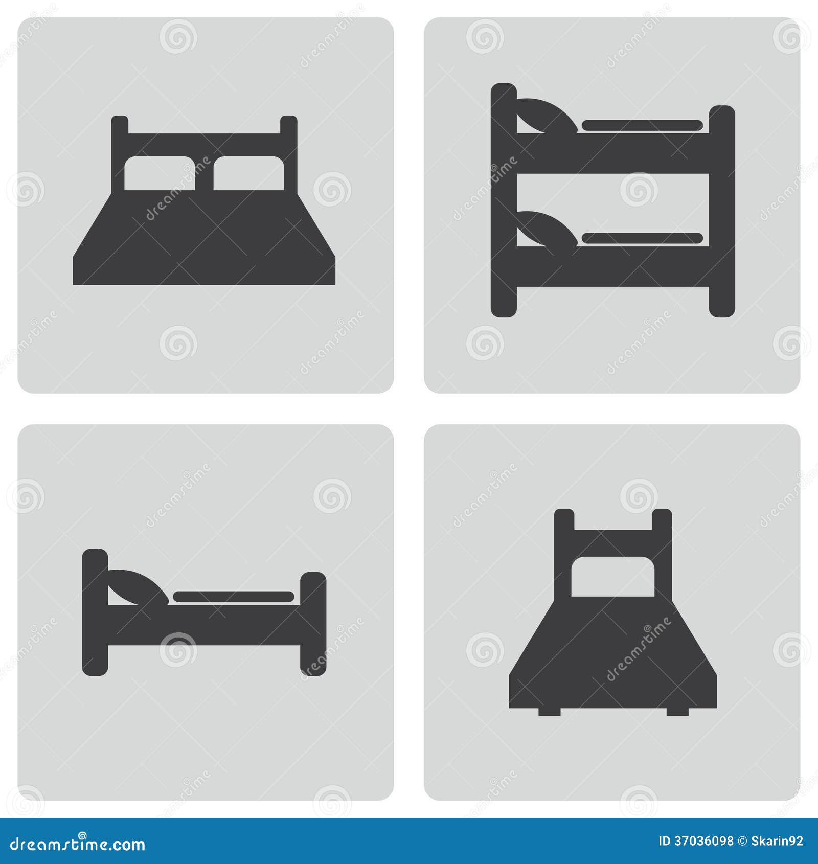 Vector Black Bed Icons Set Royalty Free Stock Photos - Image: 37036098