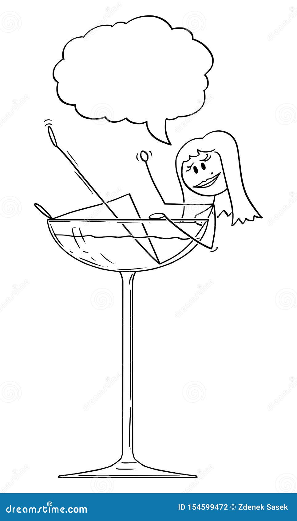 Vector Cartoon Of Beautiful Naked Burlesque Woman Or Stripper Taking A Bath In Cocktail Glass 159960 Hot Sex Picture