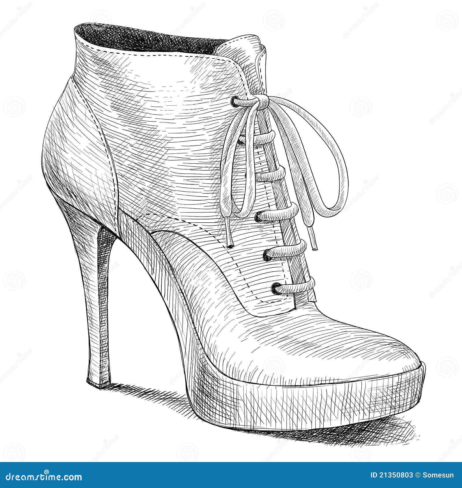 Vector Drawing In Vintage Style Of Woman Shoes Stock