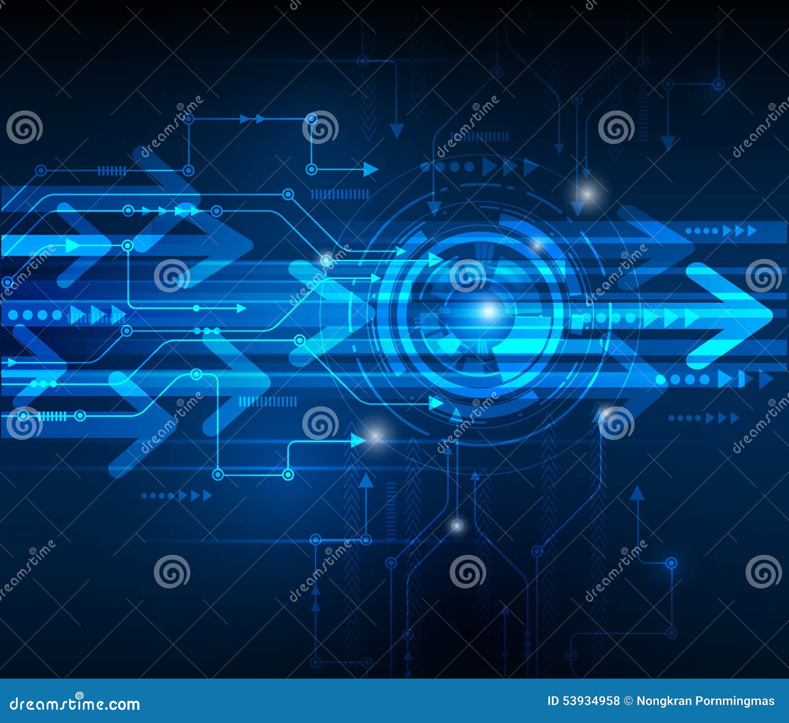 Vector Illustration Hi-tech Blue Abstract Technology Background Stock Vector