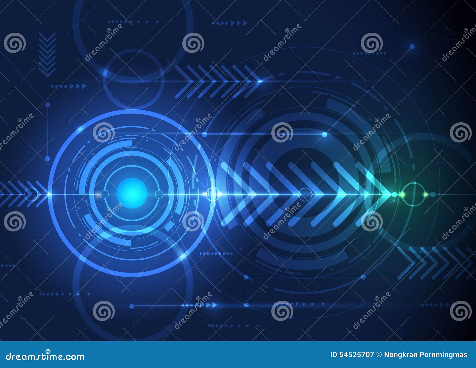 Vector Illustration Hi-tech Blue Abstract Technology Background Stock Vector