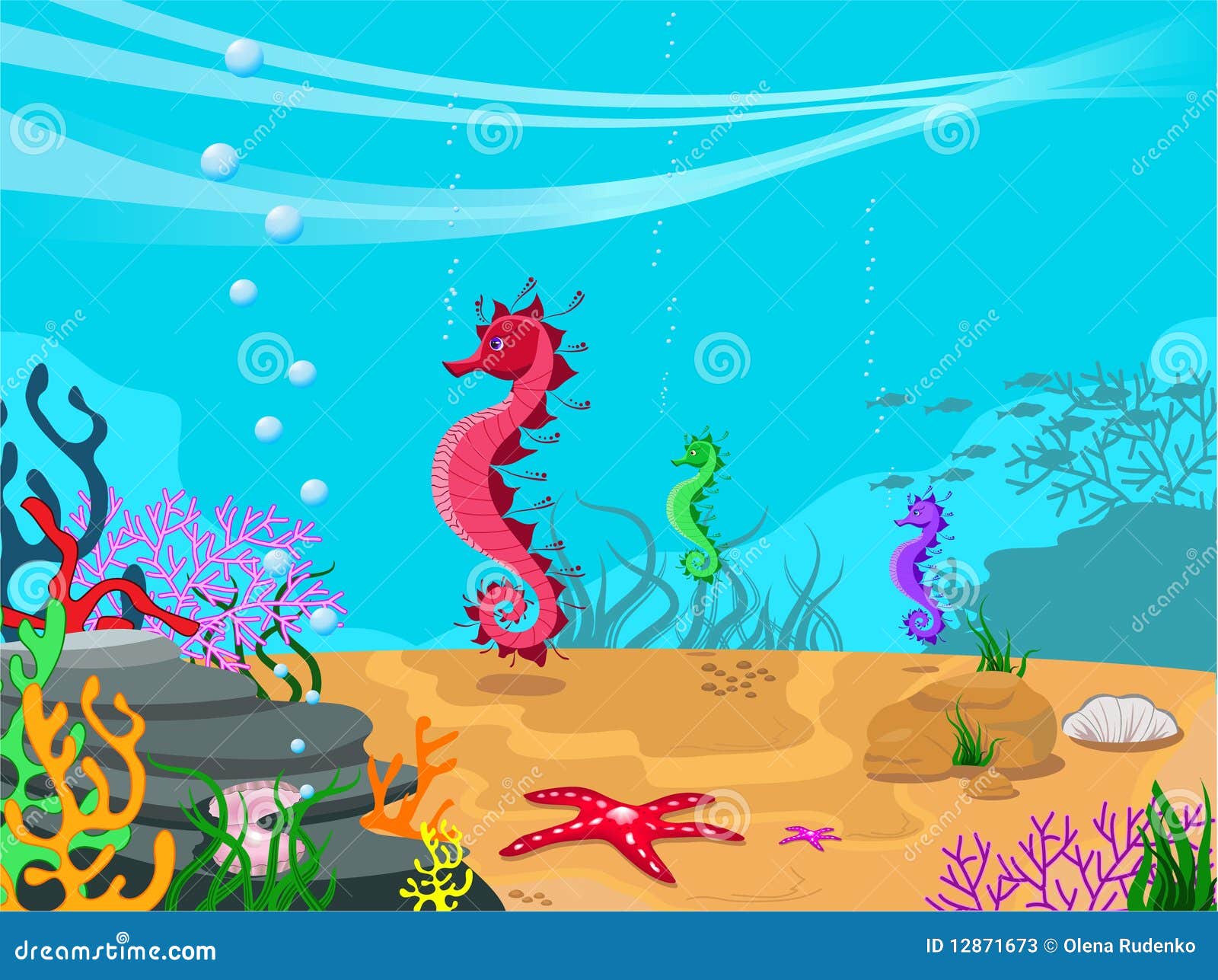 Vector Illustration Of The Seabed Stock Photos - Image: 12871673
