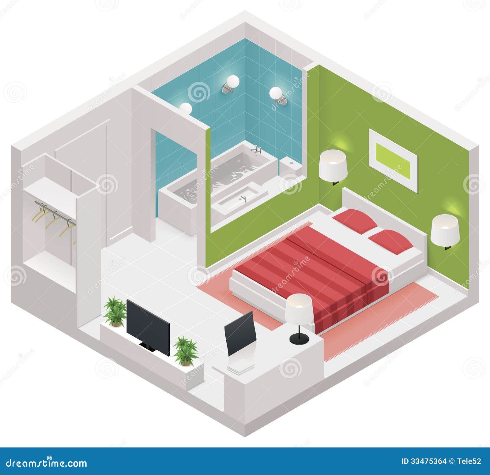 Vector Isometric Hotel Room Icon By Tele52 Via Dreamstime