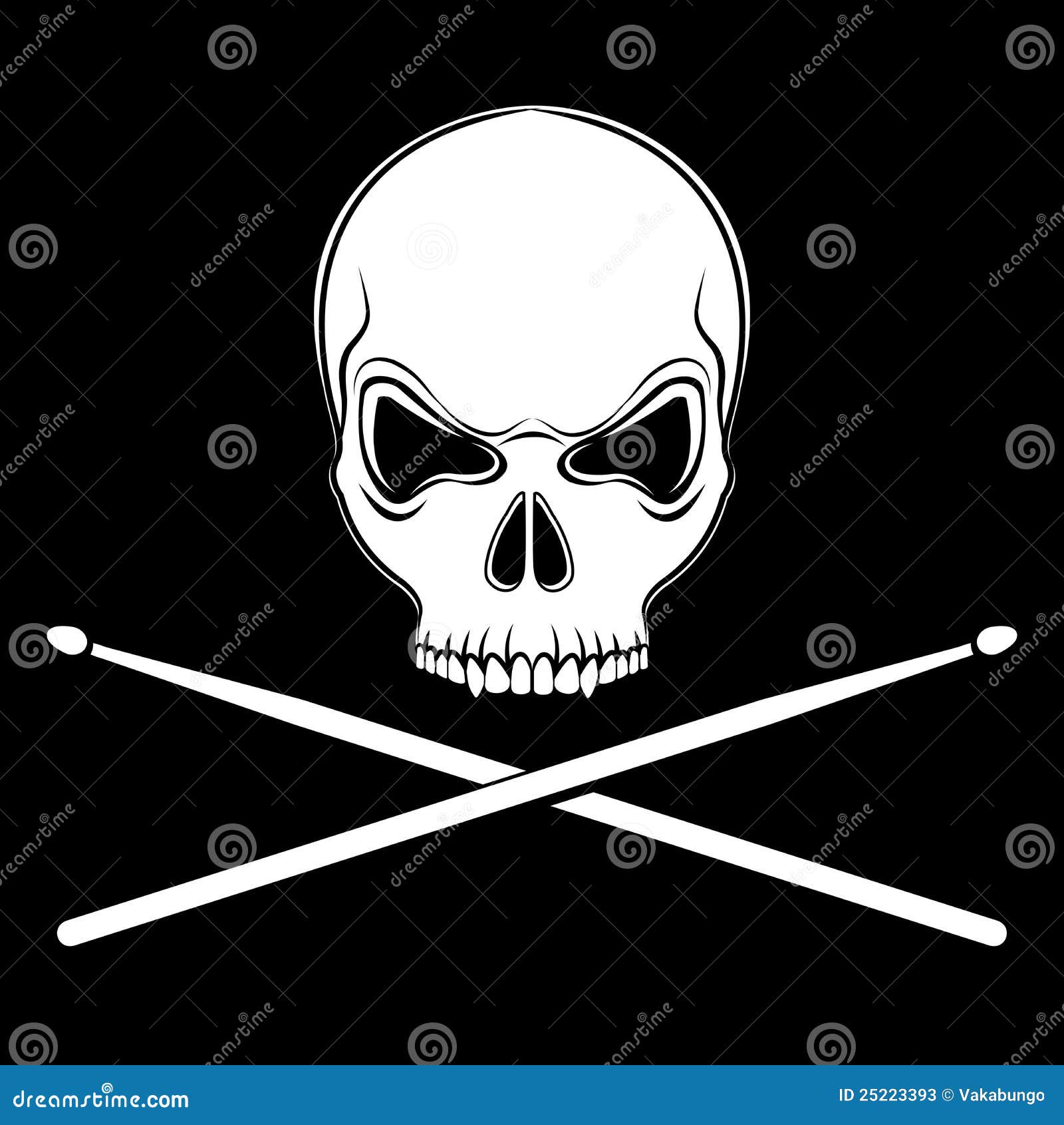 Vector Jolly Roger Skull With Drumsticks Stock Photos - Image: 25223393