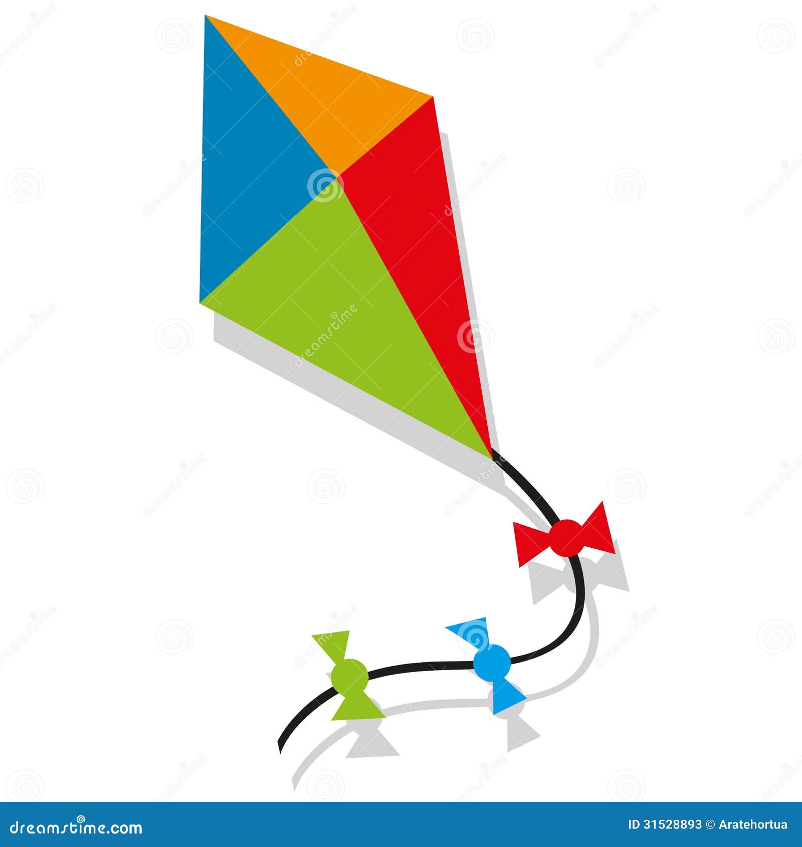 colorfull cartoon vector kite blue, orange, green and red.