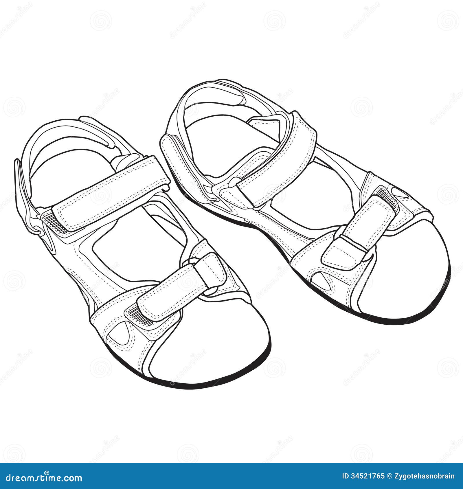 Vector Line Art Of Sandals. Royalty Free Stock Photo - Image: 34521765