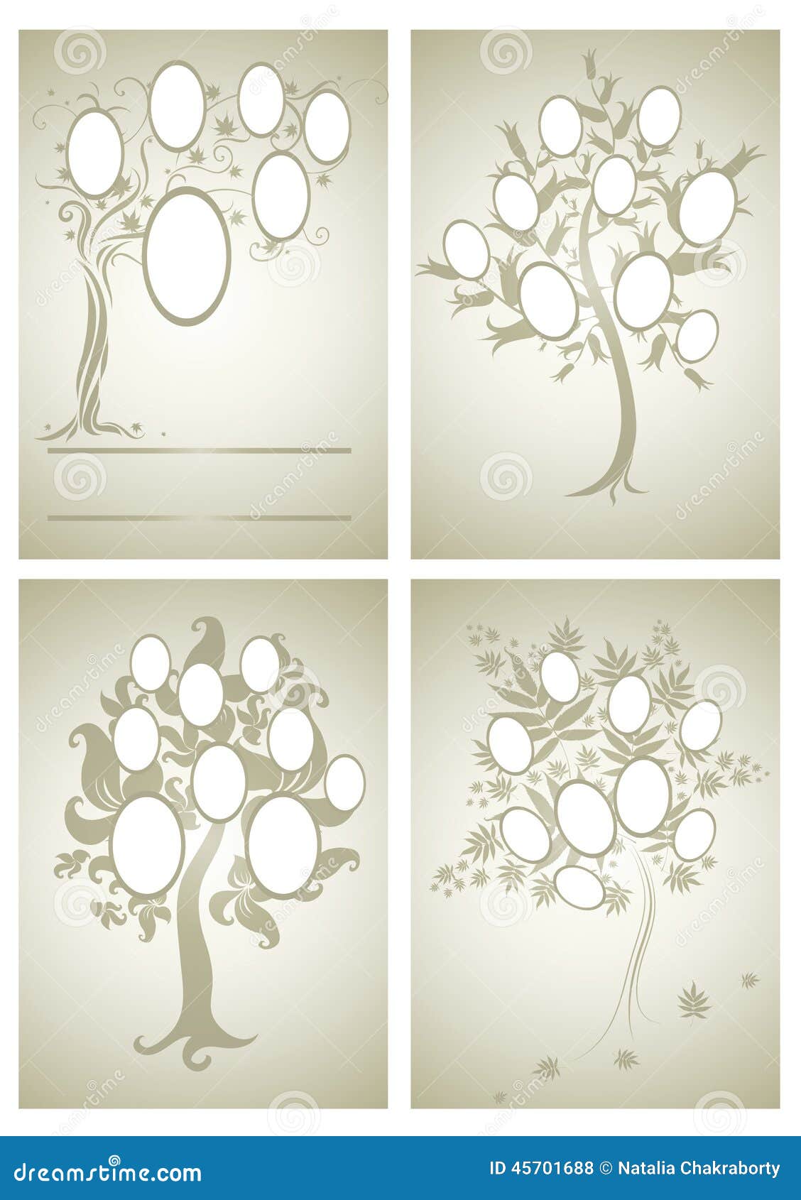 Vector Set Of Family Tree Designs Stock Vector Image 45701688 Vector Family Tree Design With Frames And Autumn Leafs Place For Text