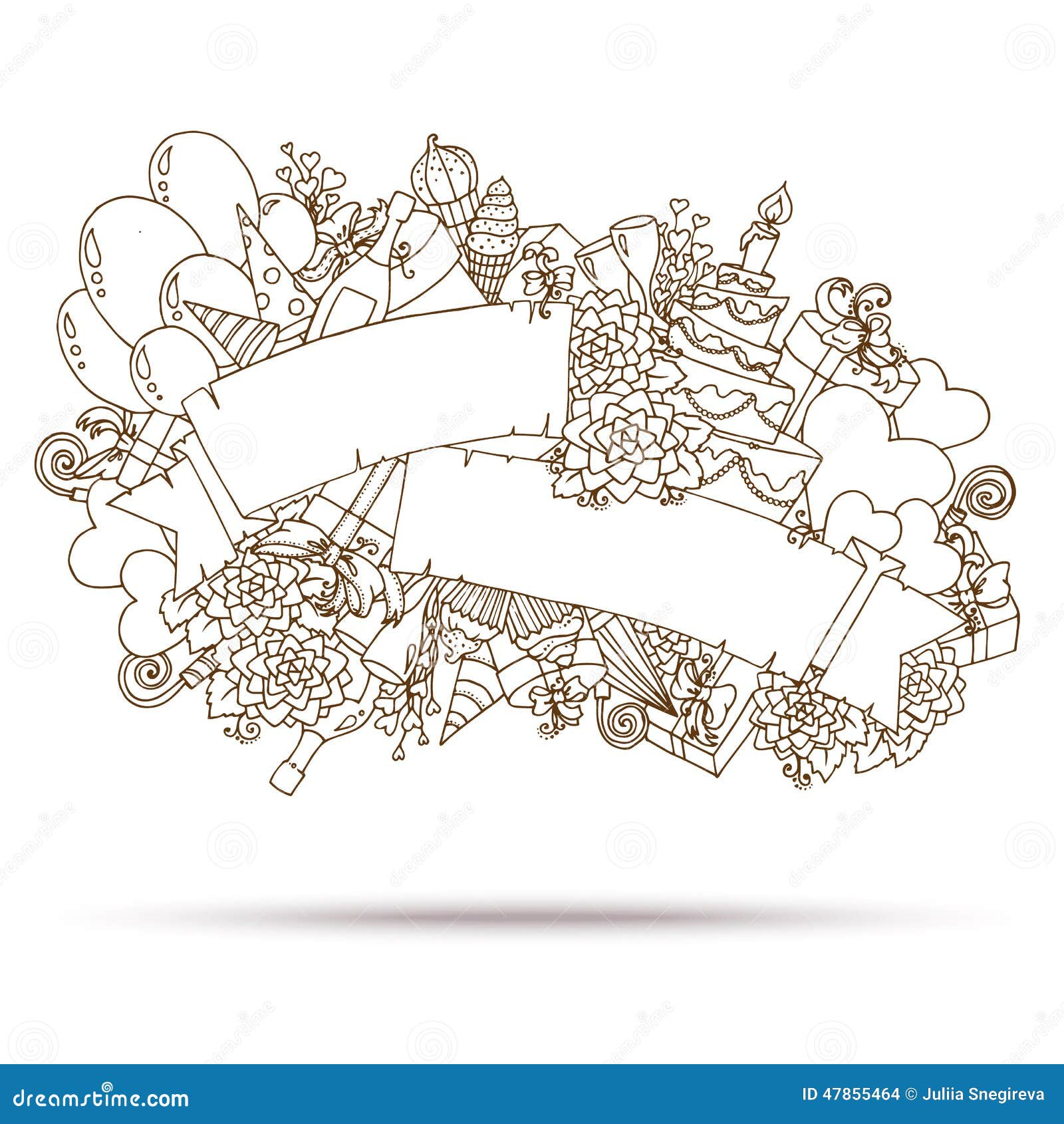 Vector Sketch Element For Happy Birthday Card. Stock Illustration