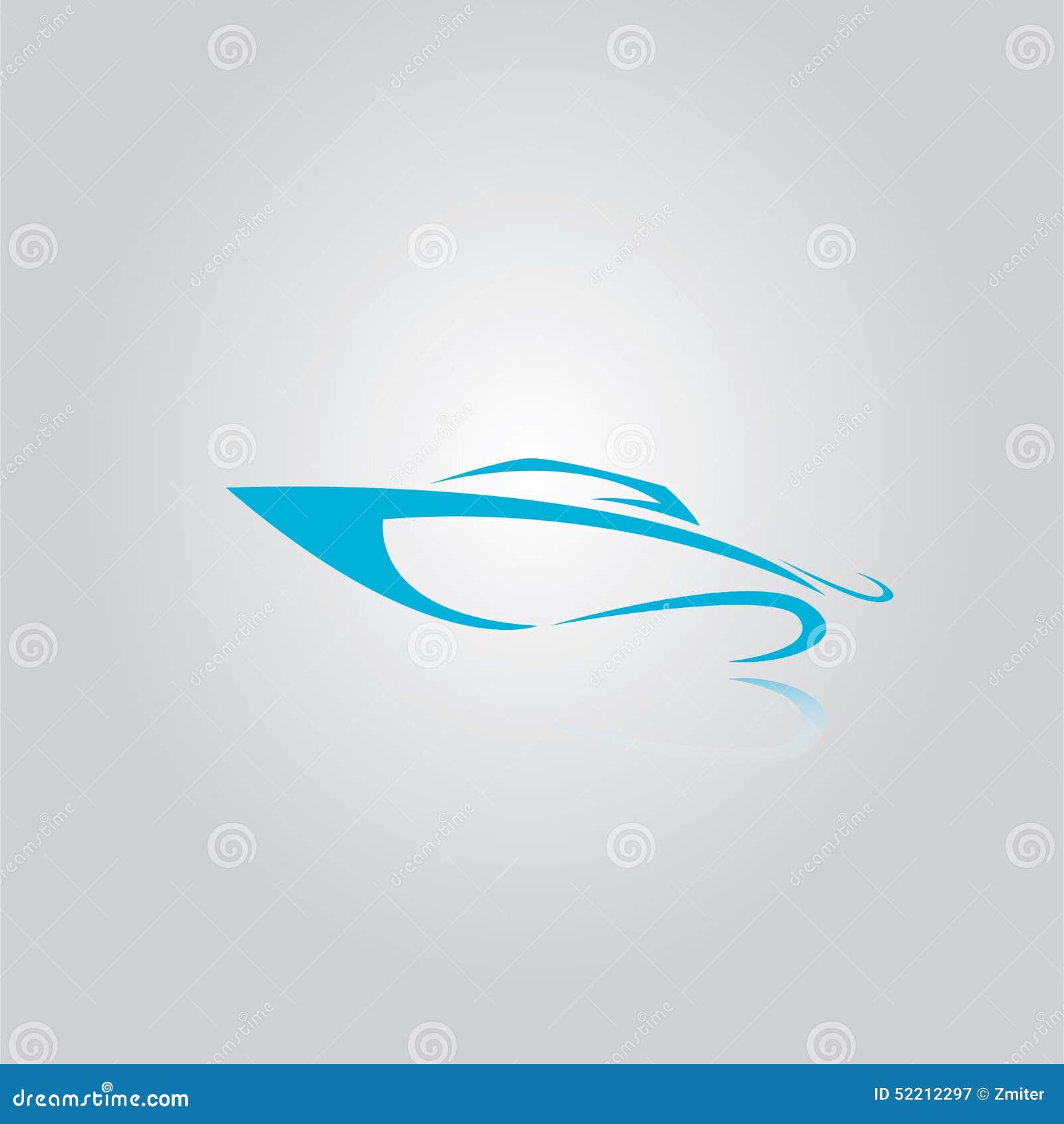 Vector yacht icon. blue speed boat symbol. ship logo.