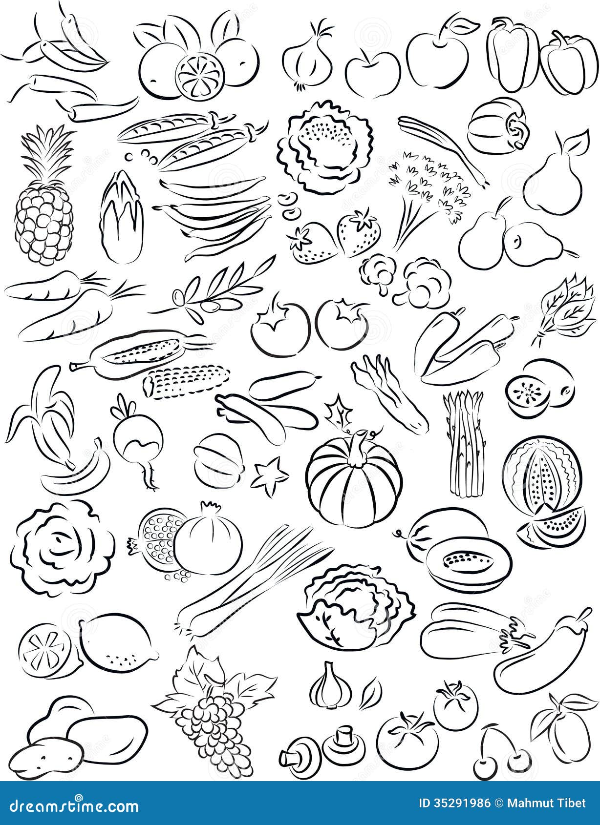 clipart fruit and vegetables black and white - photo #28
