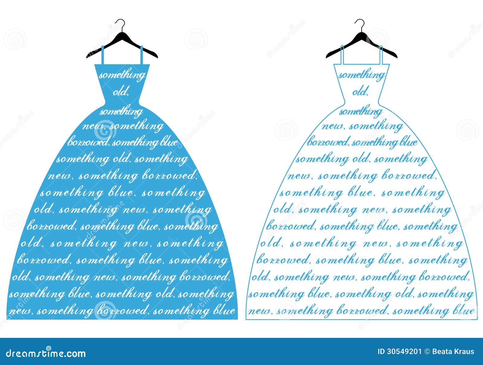 Vestido de casamento com texto algo azul, ilustraÃ§Ã£o do vetor.