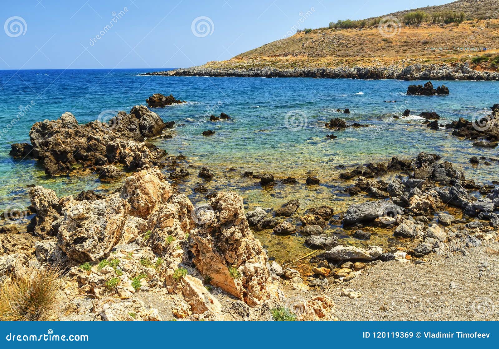 Viaggio Di Estate All Isola Di Creta Grecia Vista Rocciosa E Pietrosa