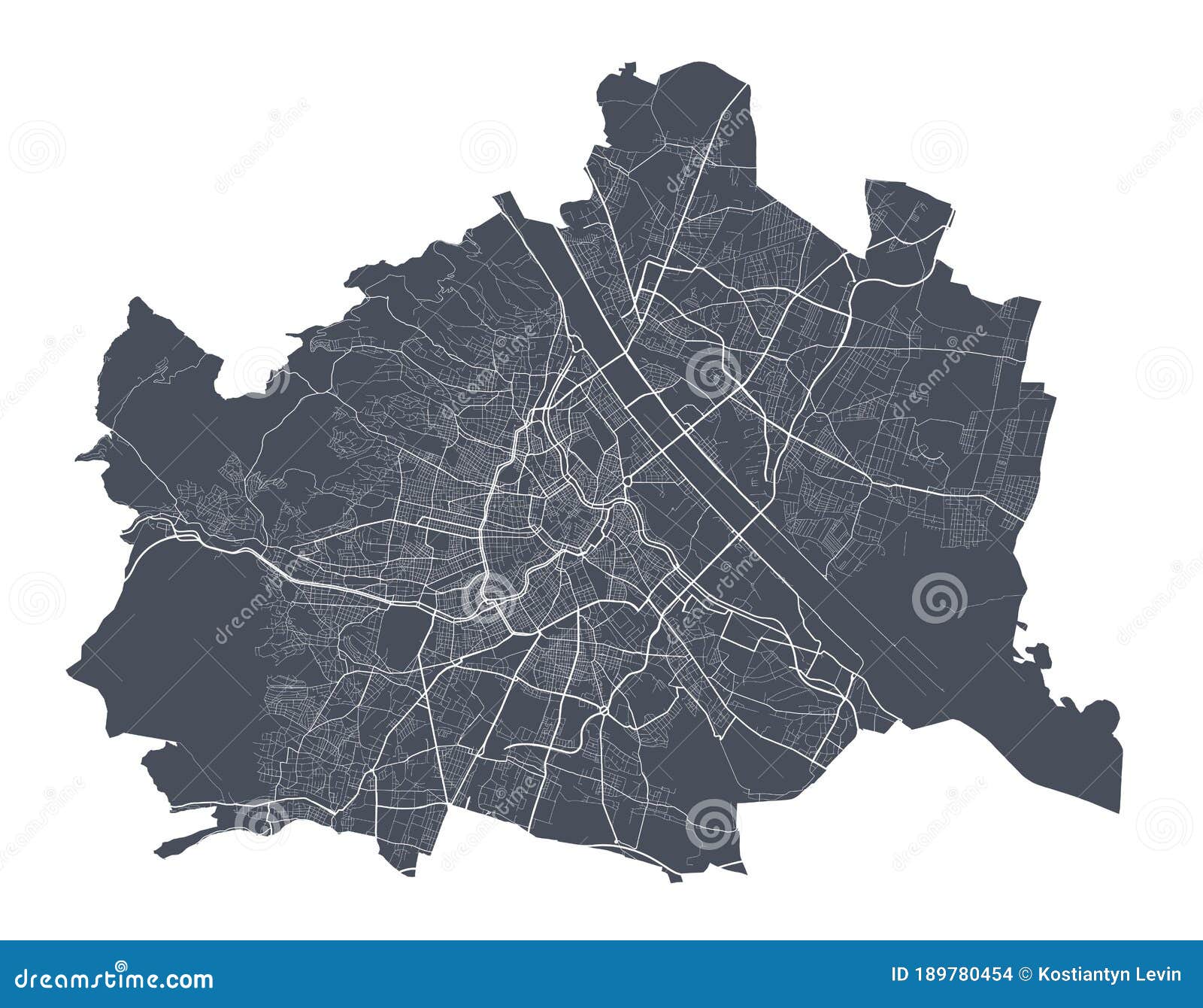 Vienna Map Detailed Map Of Vienna City Poster With Streets Dark